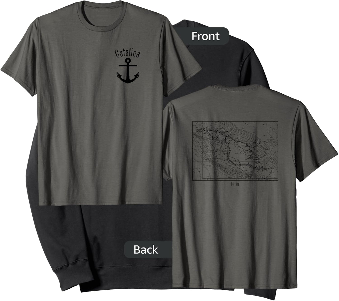 Catalina Island Nautical Marine Chart Sweatshirt - Sweatshirt | Black