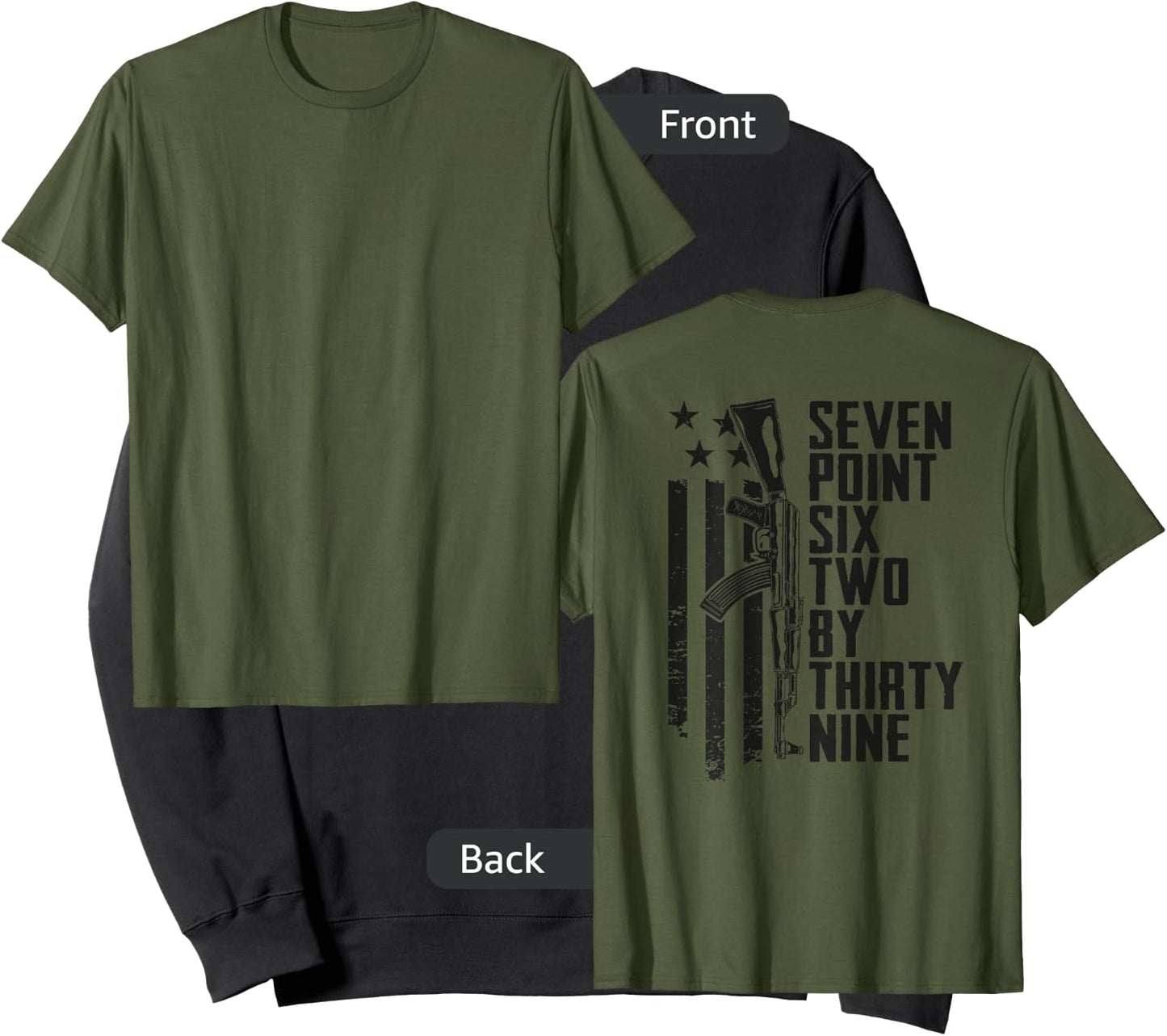 7.62x39 Seven Six Two X 39 AK47 7.62 Rifle - Camo (ON BACK) Sweatshirt - Sweatshirt | Black