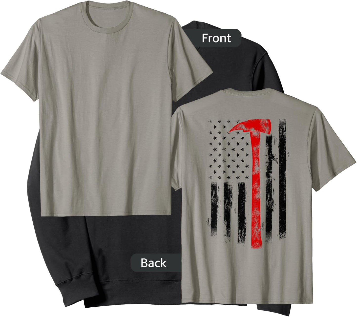 US Fireman Distressed Firefighter American Red Axe Flag Sweatshirt - Sweatshirt | Black
