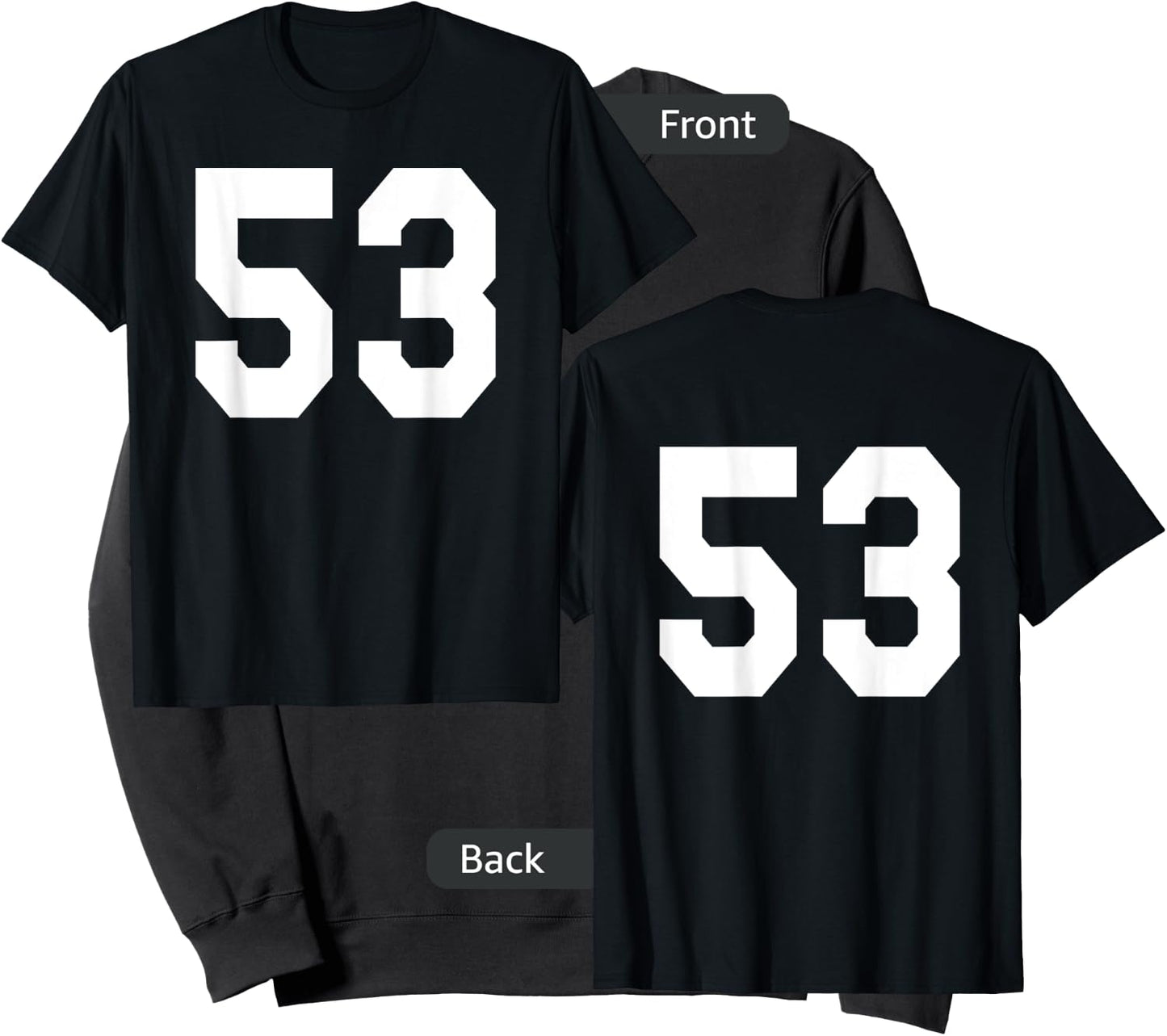 Number 53 Sports Jersey Front and Back Team Player Sweatshirt - Sweatshirt | Black