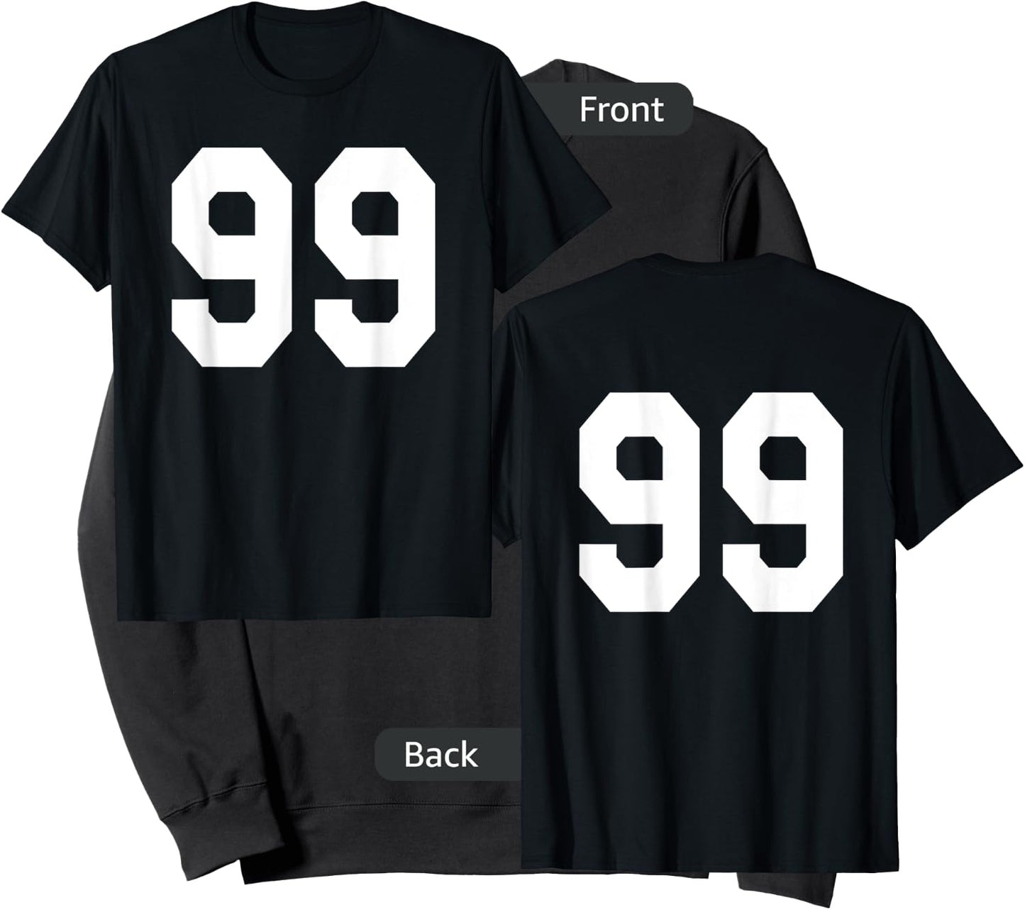 Number 99 Sports Jersey Front and Back Team Player Sweatshirt - Sweatshirt | Black