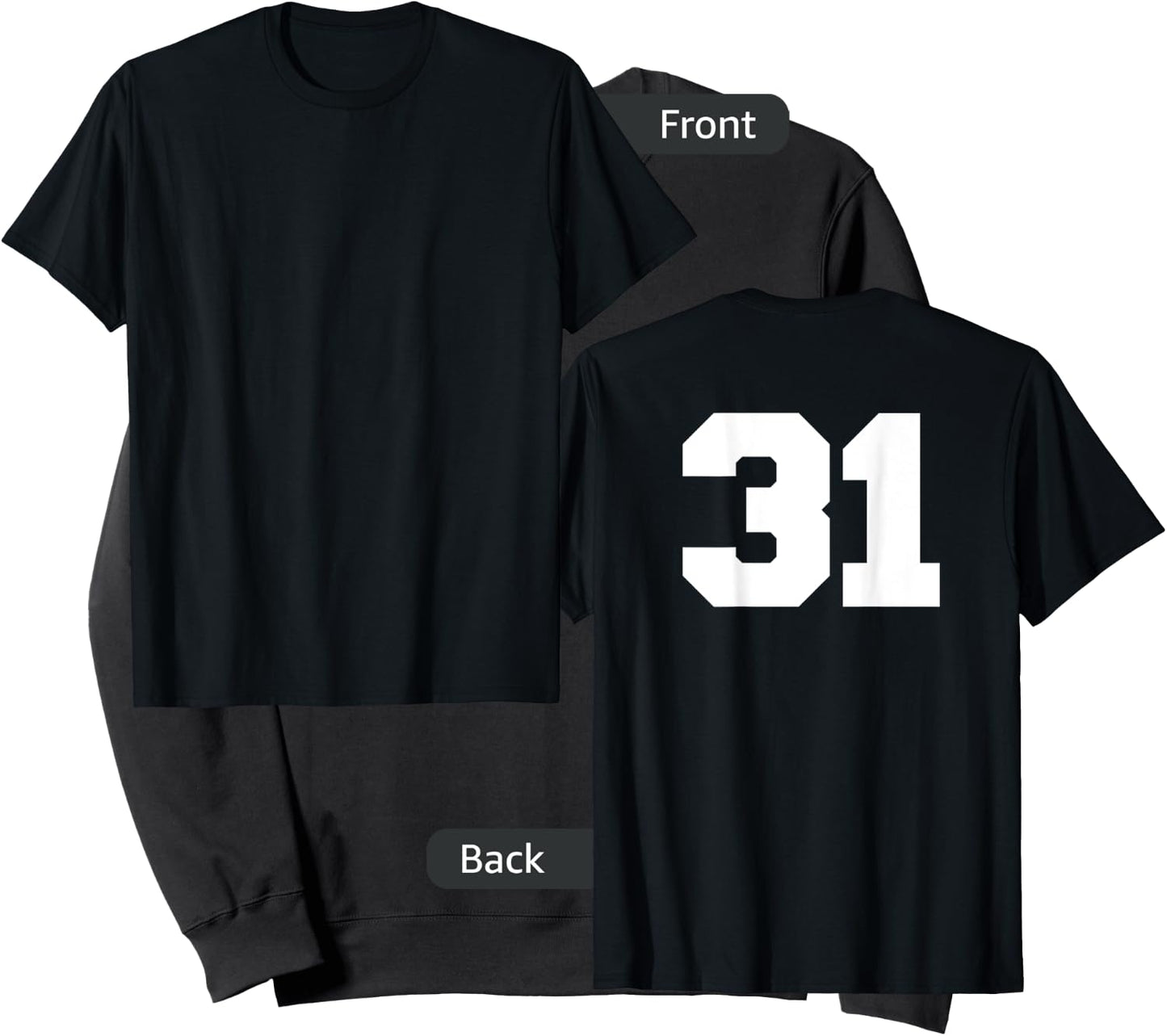 Number 31 Sports Jersey Player #31 Fan BACK PRINT Varsity Sweatshirt - Sweatshirt | Black
