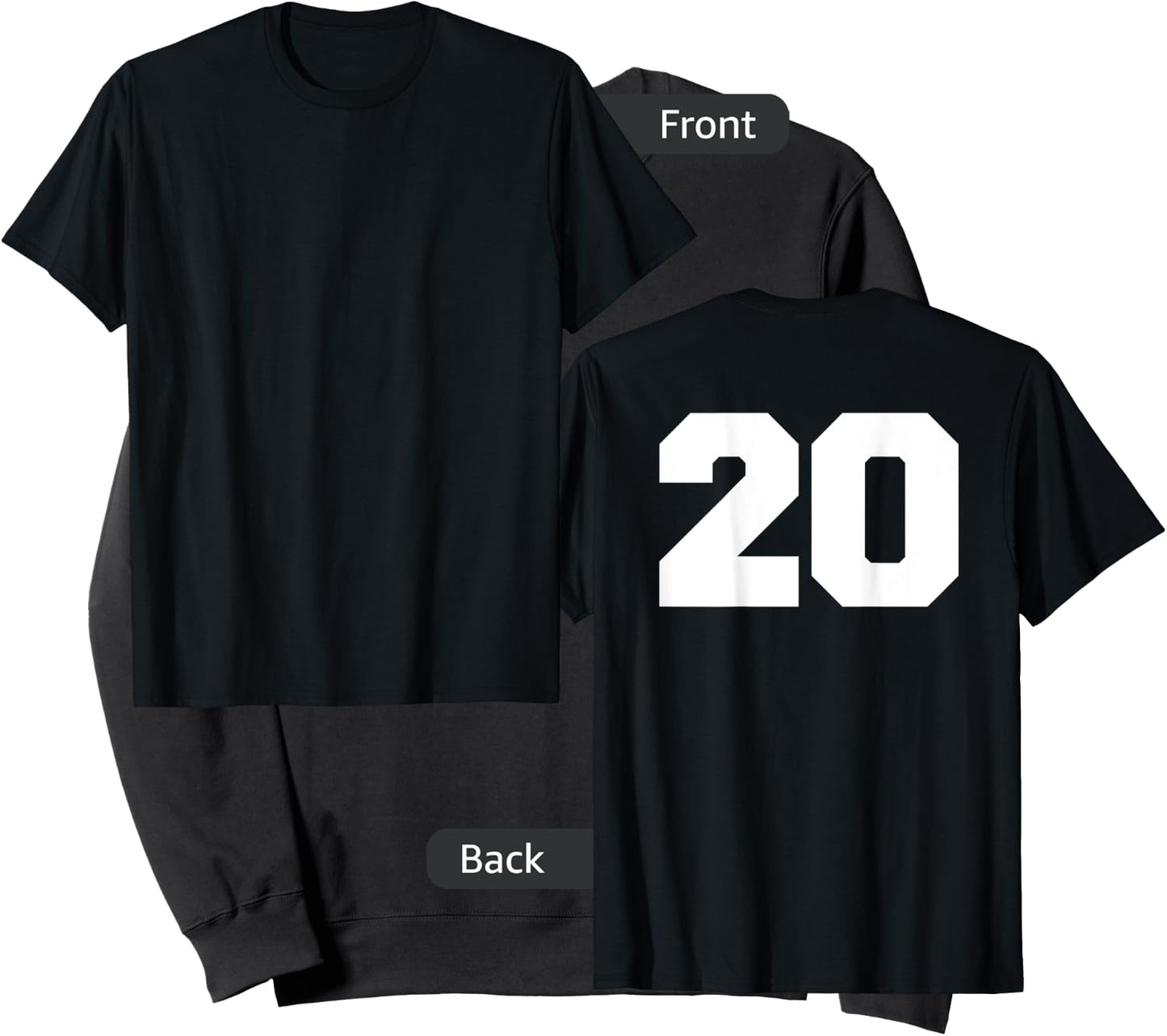 Number 20 Sports Jersey Player #20 Fan BACK PRINT Varsity Sweatshirt - Sweatshirt | Black
