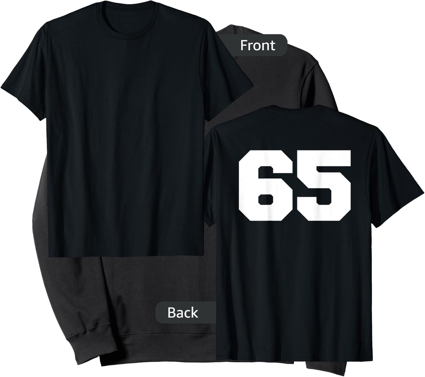 Number 65 Sports Jersey Player #65 Fan BACK PRINT Varsity Sweatshirt - Sweatshirt | Black