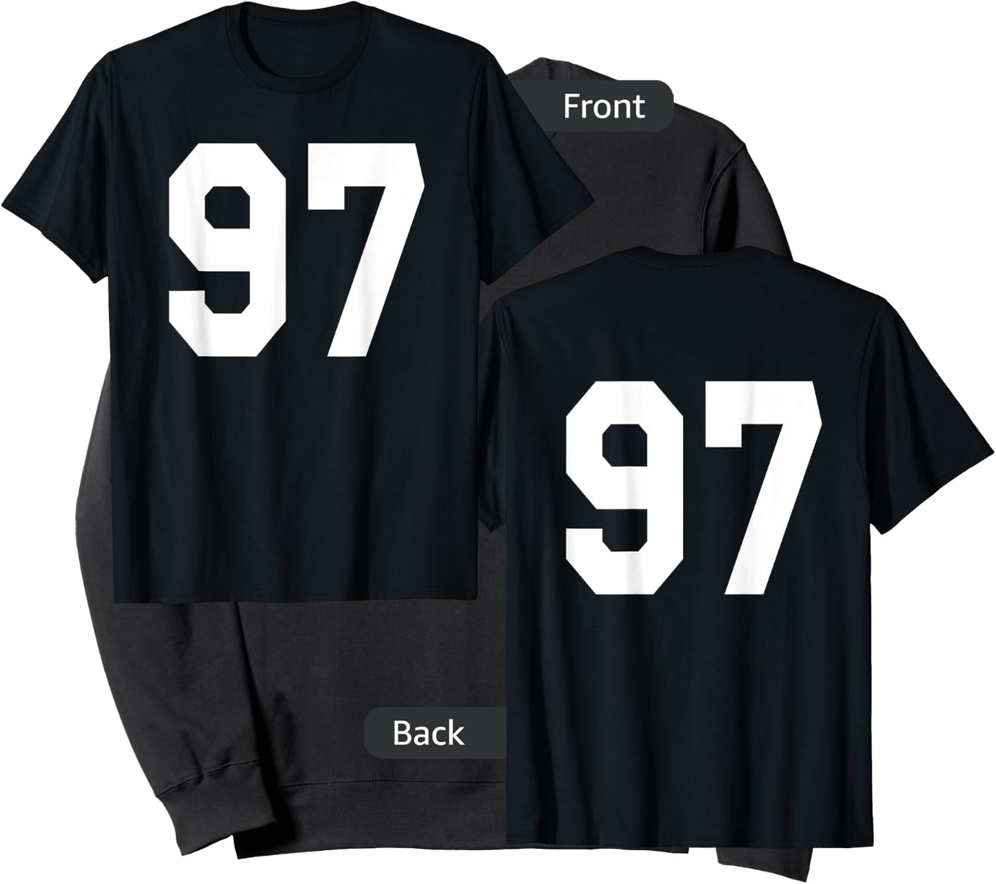 Number 97 Sports Jersey Front and Back Team Player Sweatshirt - Sweatshirt | Black