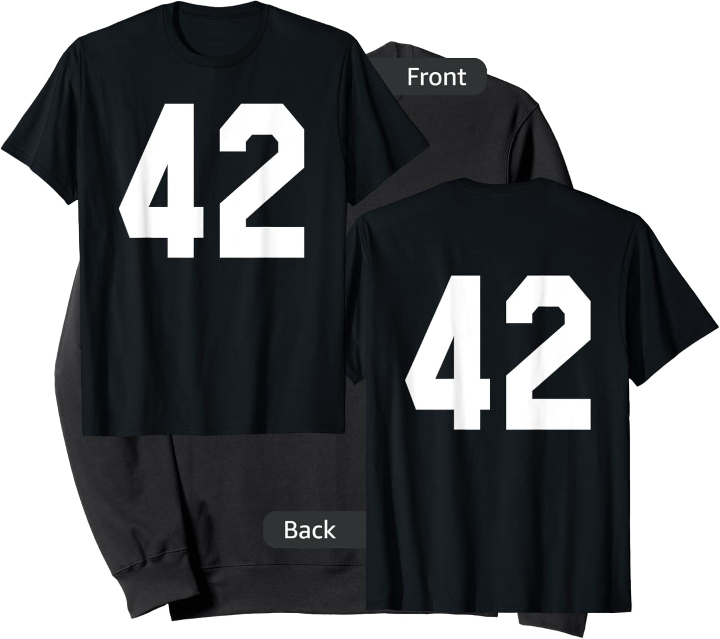 Number 42 Sports Jersey Front and Back Team Player Sweatshirt - Sweatshirt | Black