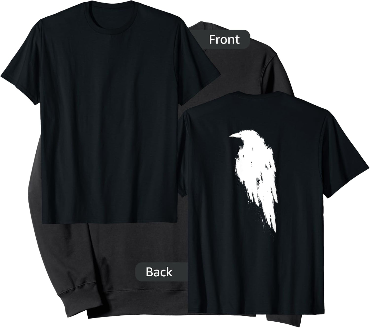 Retro Vintage White Raven Crow DESIGN ON BACK Sweatshirt - Sweatshirt | Black