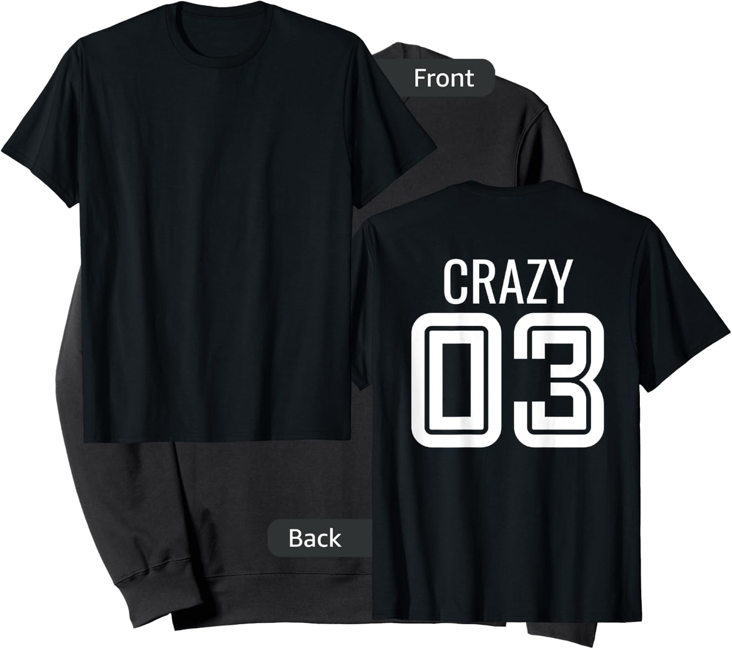 Crazy 3 Funny Three Group Matching Bff - Image On Back Of Sweatshirt - Sweatshirt | Black