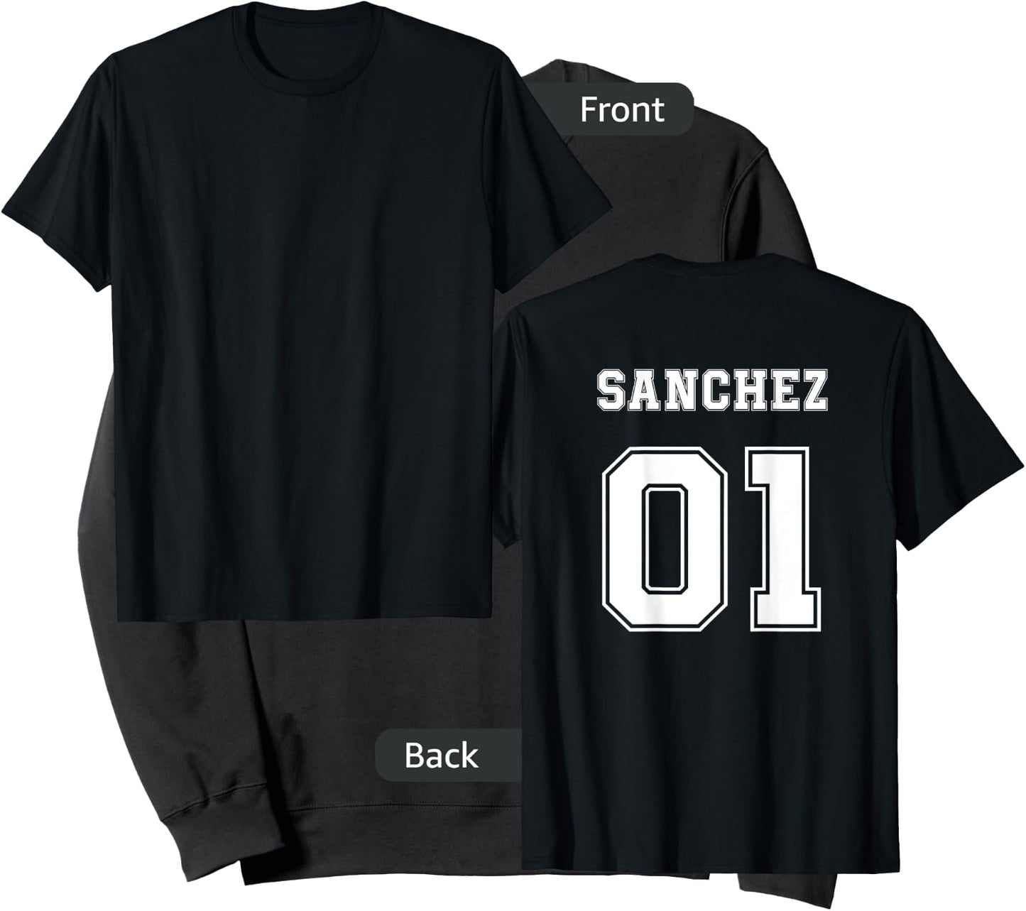 SANCHEZ 01 Back Print Sports Jersey Style Family Name Fun Sweatshirt - Sweatshirt | Black