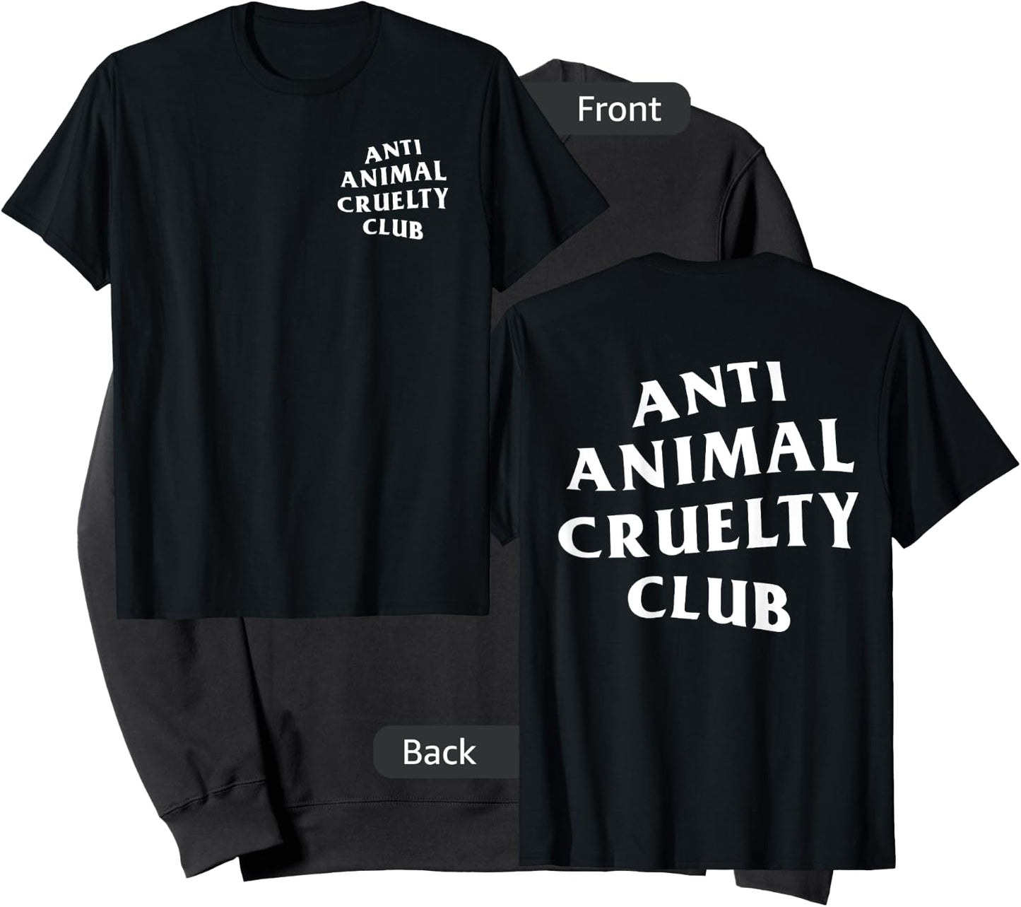 Anti Animal Cruelty Club White Logo (Front + Back) Sweatshirt - Sweatshirt | Black