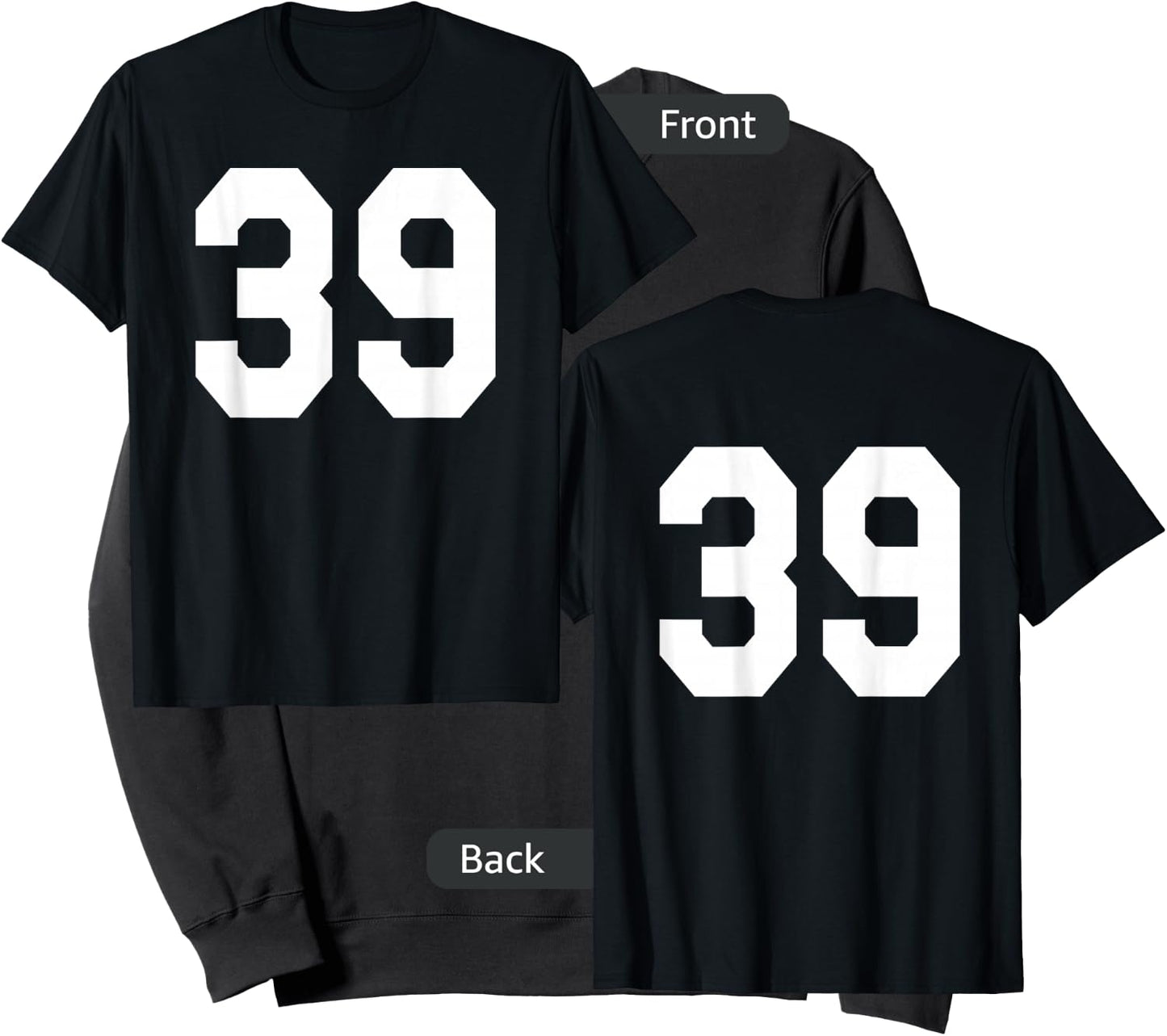 Number 39 Sports Jersey Front and Back Team Player Sweatshirt - Sweatshirt | Black
