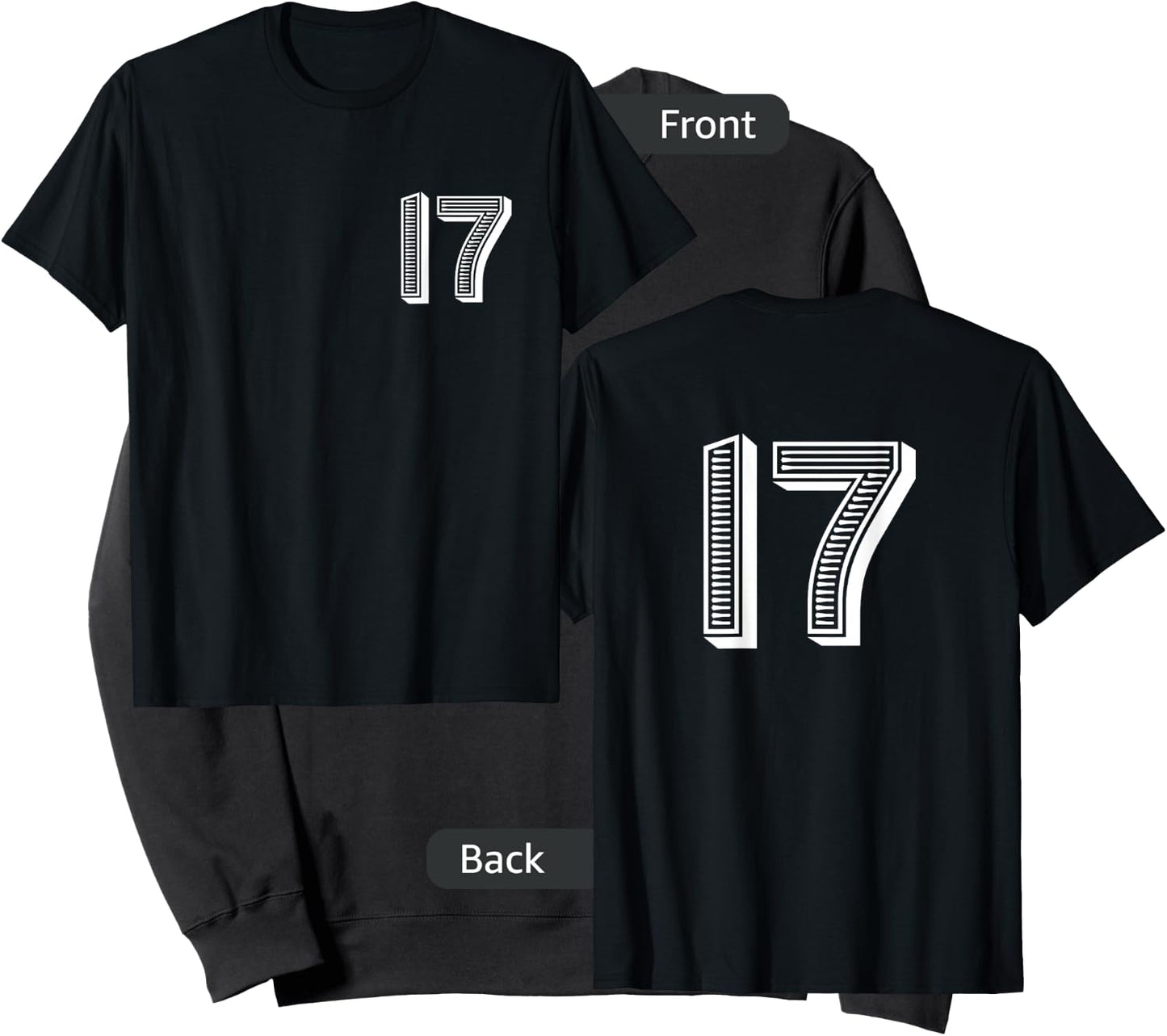 Number Seventeen #17 Sports Team Uniform Birthday Sweatshirt - Sweatshirt | Black
