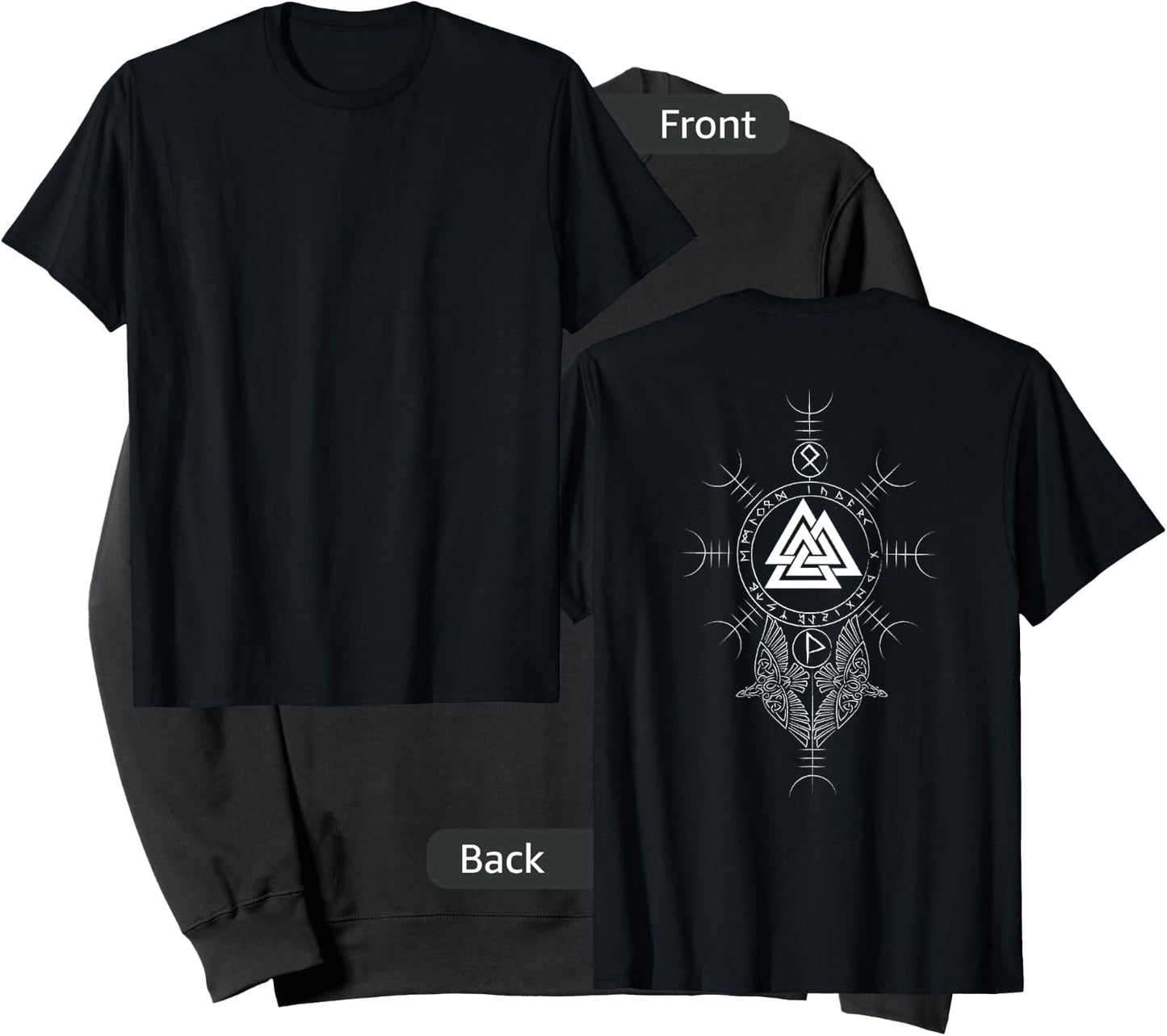 Classic Viking Symbols - Valknut - Aegishjalmur (on back) Sweatshirt - Sweatshirt | Black