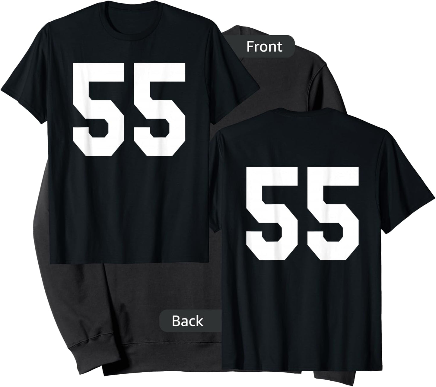 Number 55 Sports Jersey Front and Back Team Player Sweatshirt - Sweatshirt | Black