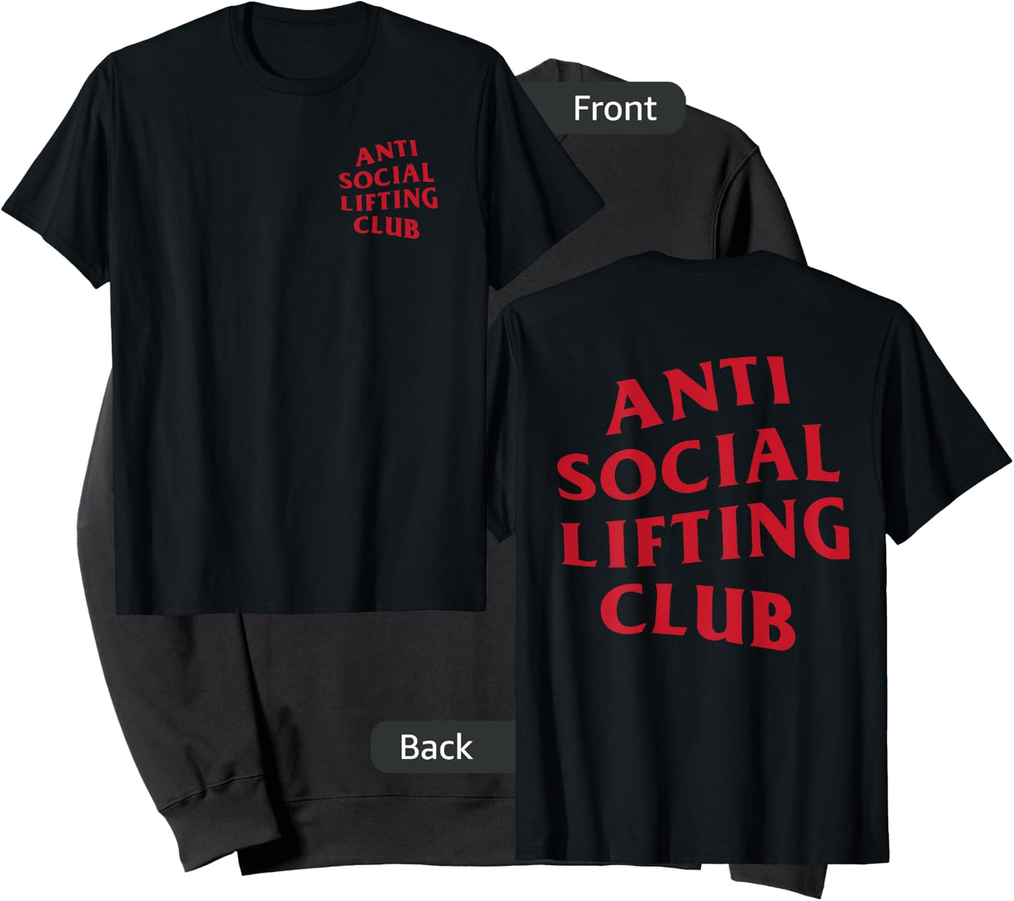 Anti Social Lifting Club: Red Logo (Front + Back) Sweatshirt - Sweatshirt | Black
