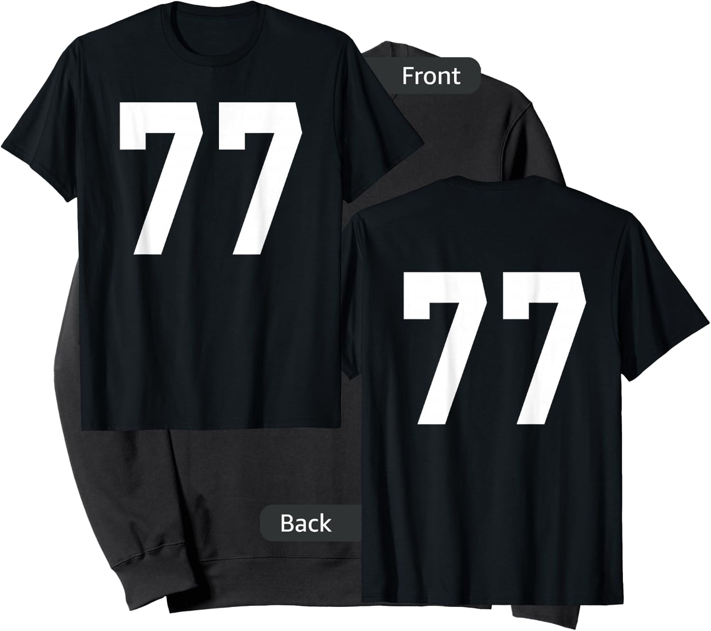 Number 77 Sports Jersey Front and Back Team Player Sweatshirt - Sweatshirt | Black