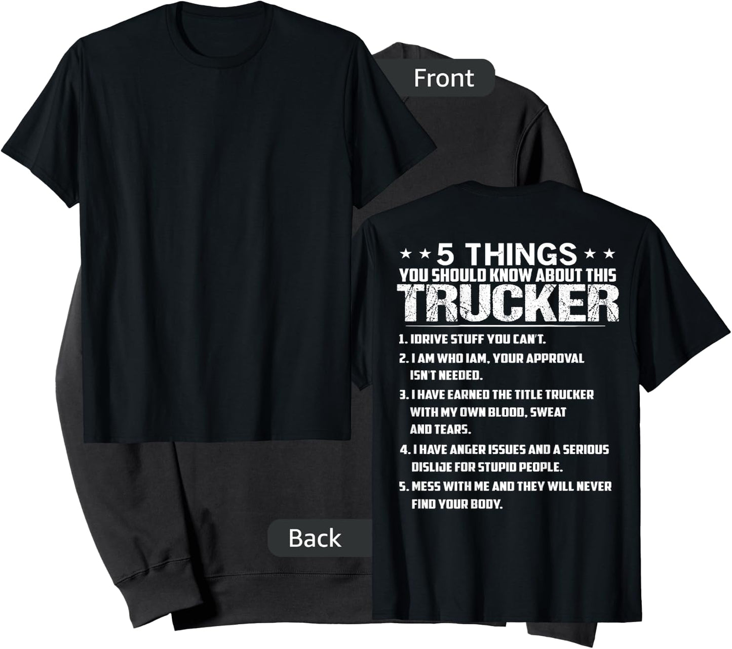 5 Things You Should Know About This Trucker (on back) Sweatshirt - Sweatshirt | Black