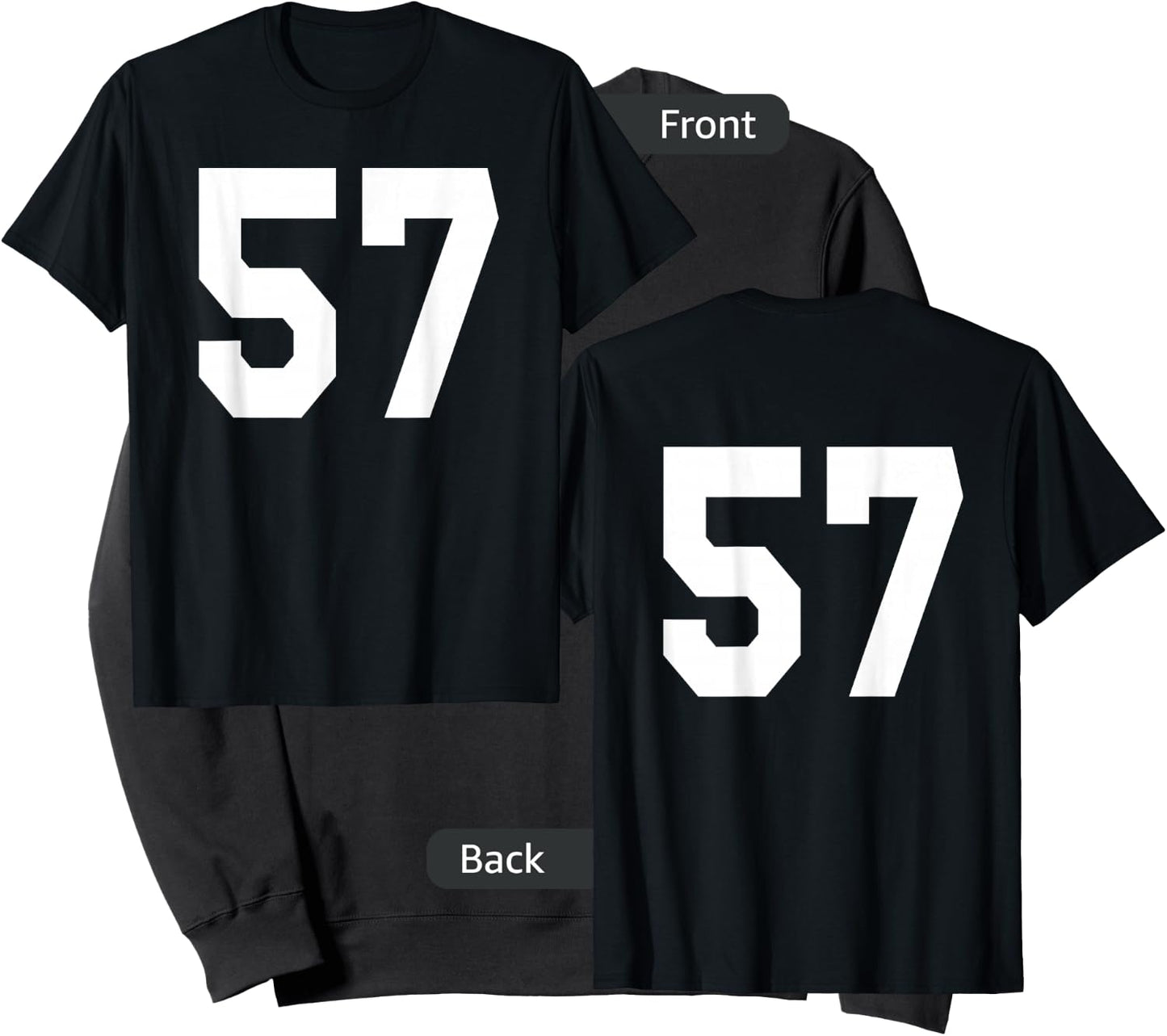 Number 57 Sports Jersey Front and Back Team Player Sweatshirt - Sweatshirt | Black