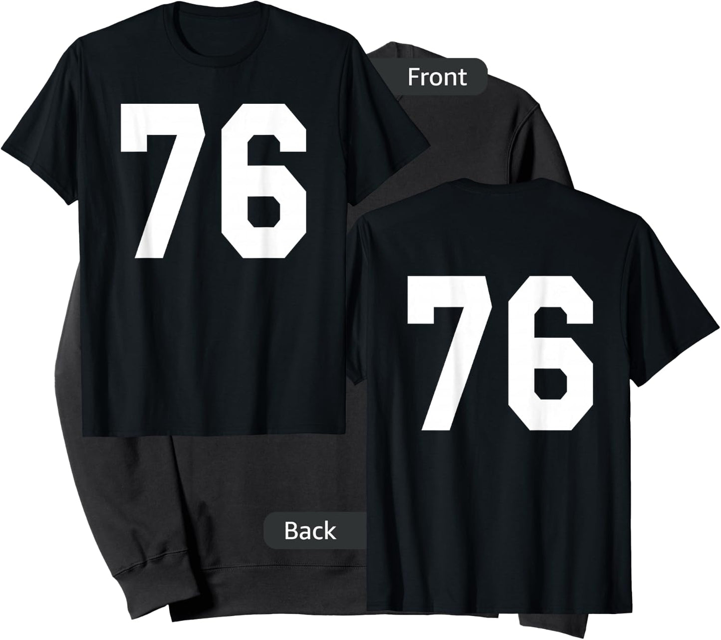 Number 76 Sports Jersey Front and Back Team Player Sweatshirt - Sweatshirt | Black