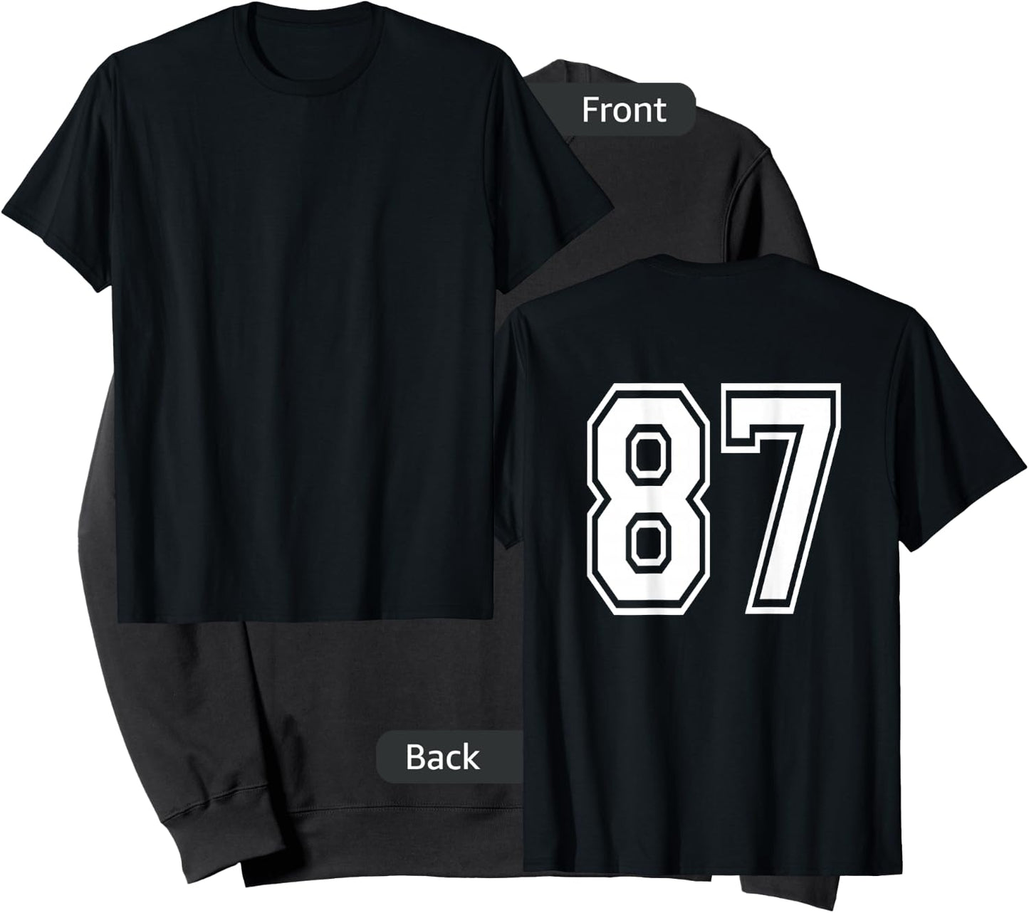 Number 87 Shirt Sports Player Number BACK of Shirt only Sweatshirt - Sweatshirt | Black