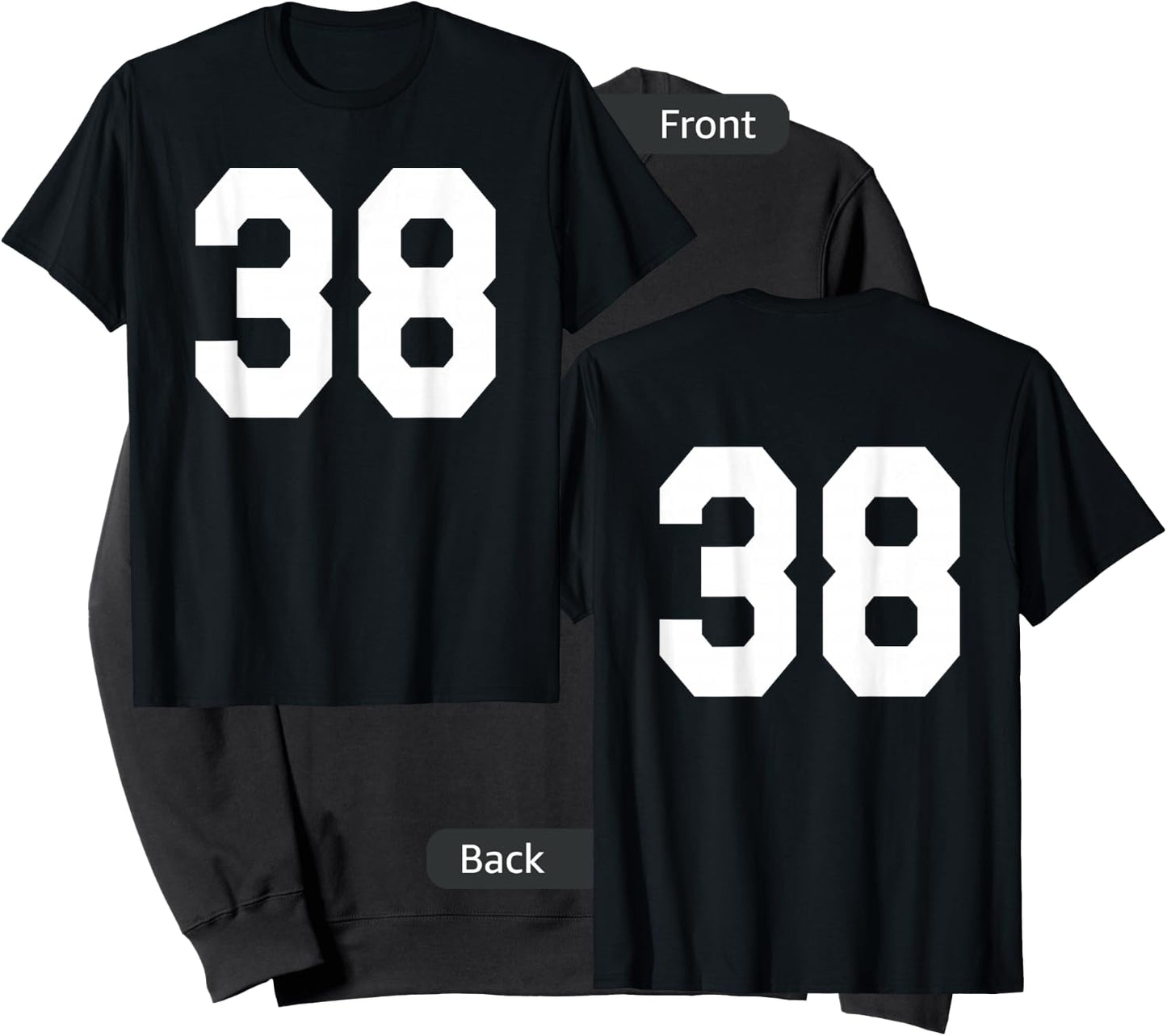 Number 38 Sports Jersey Front and Back Team Player Sweatshirt - Sweatshirt | Black