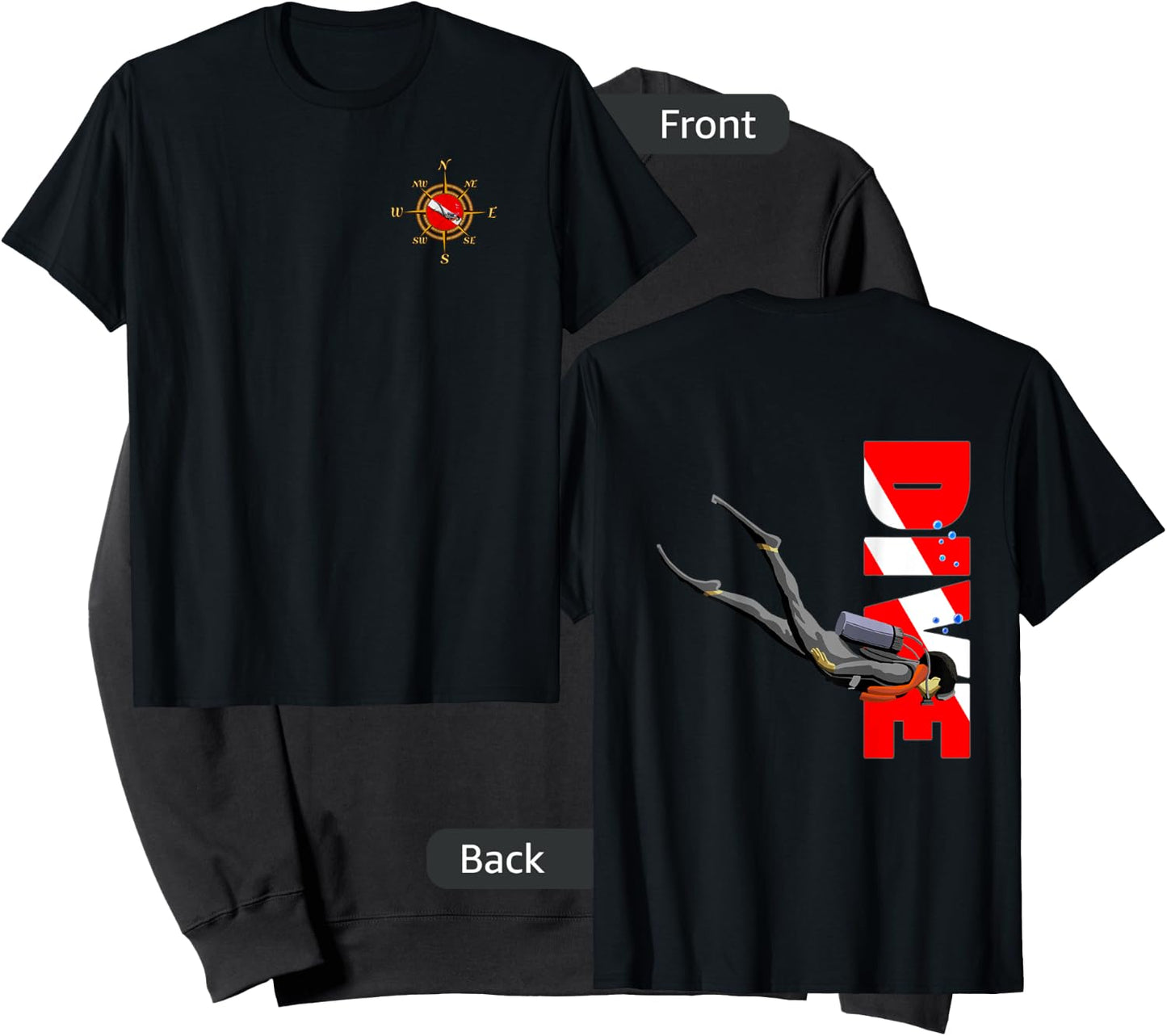 Scuba Diving Diver Down Flag (2-Sided) Sweatshirt - Sweatshirt | Black