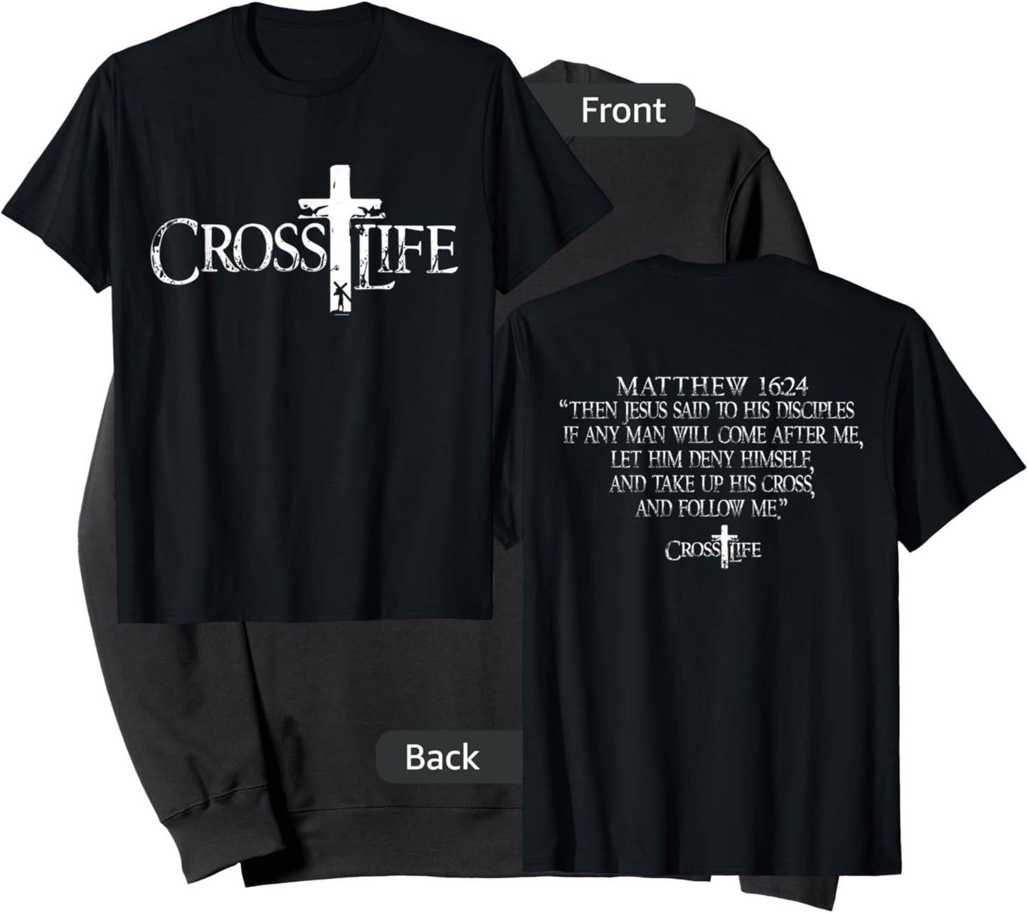 Cross Life Matthew 16:24 Take up your Cross Christian Sweatshirt - Sweatshirt | Black
