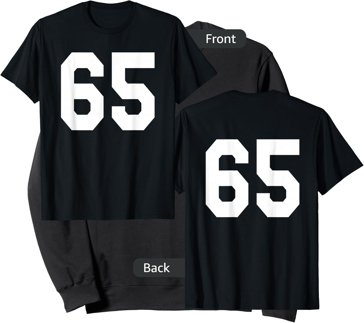 Number 65 Sports Jersey Front and Back Team Player Sweatshirt - Sweatshirt | Black