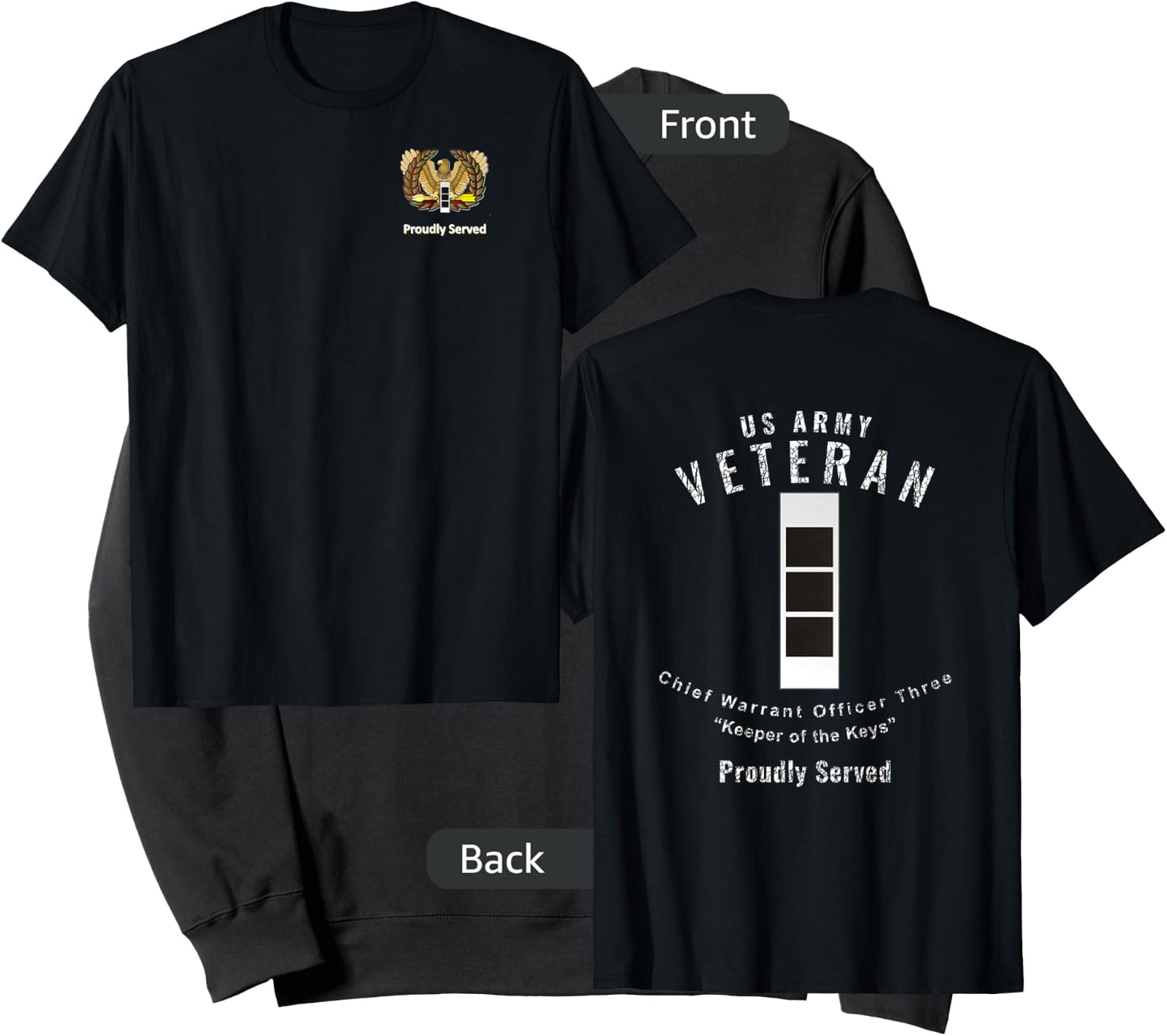 Proudly Served Veteran Army CW3 Shirt Sweatshirt - Sweatshirt | Black