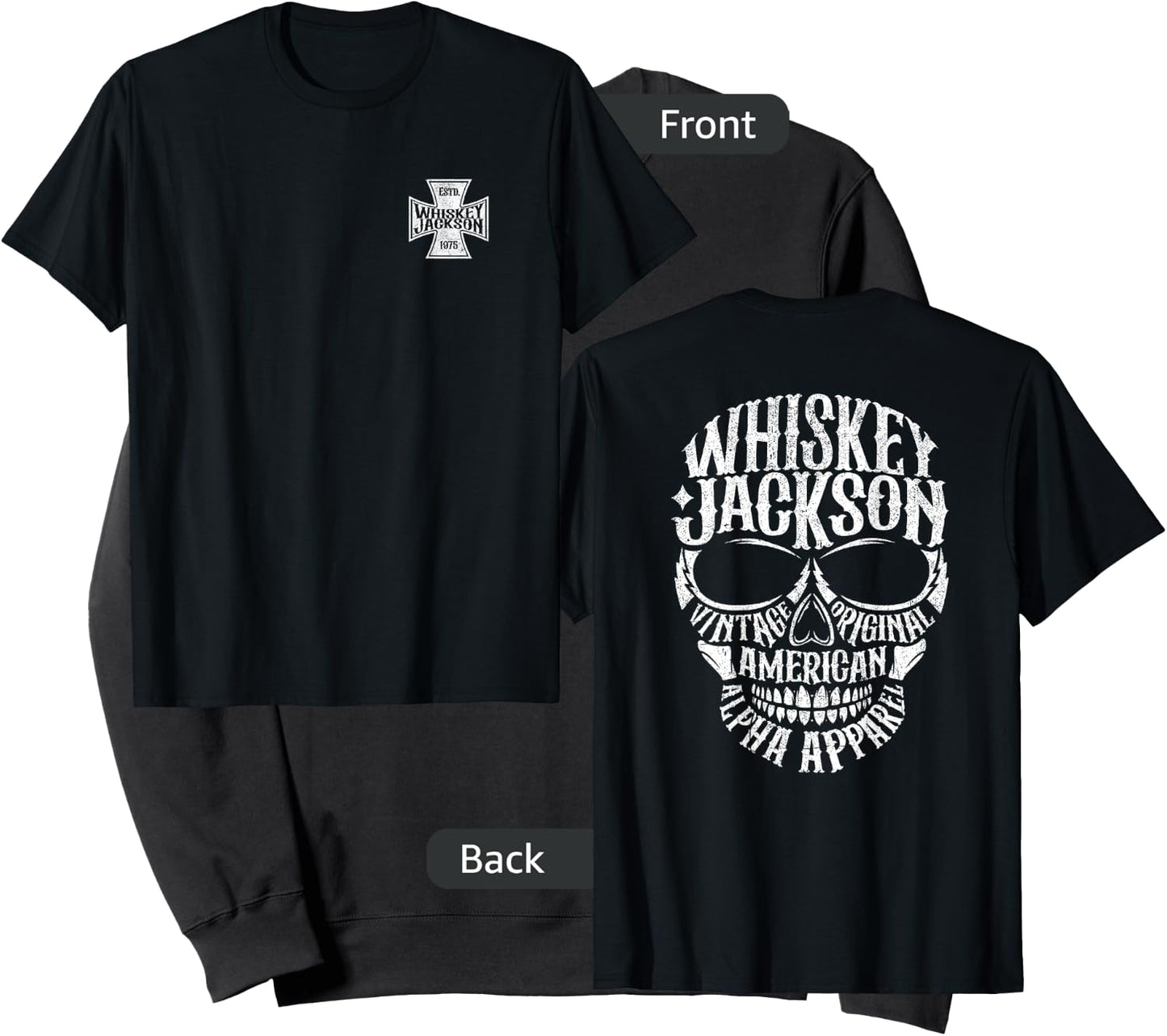 Whiskey Jackson Vintage Maltese Cross Front Skull Back Print Sweatshirt - Sweatshirt | Black