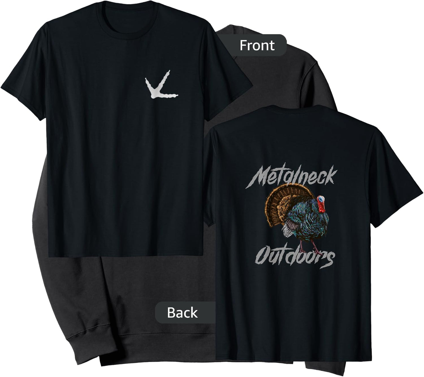 Metalneck Outdoors Turkey Design, Hunting, Turkey on back Sweatshirt - Sweatshirt | Black