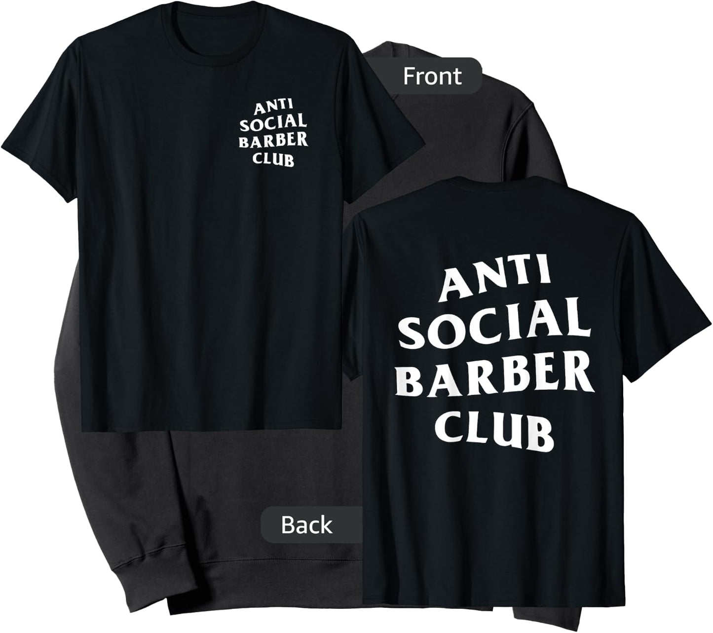 Anti Social Barber Club: White Logo (Front + Back) Sweatshirt - Sweatshirt | Black