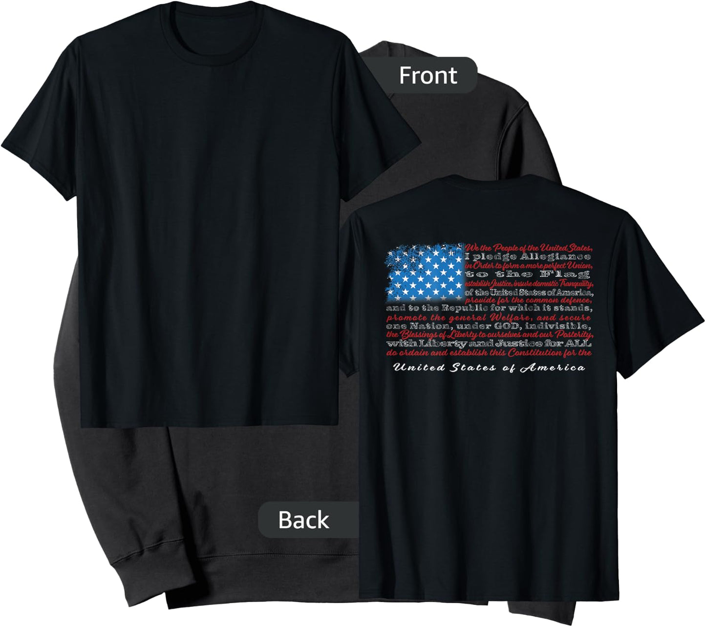 US Flag with Constitution Preamble and Pledge of Allegiance Sweatshirt - Sweatshirt | Black