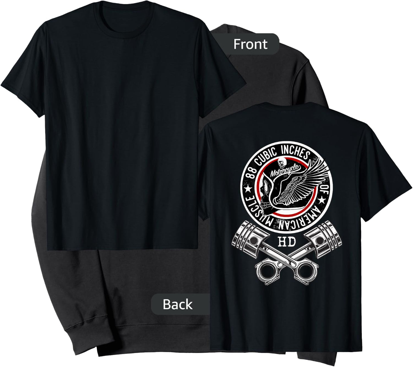 HD 88 CID Engine Motorcycle V-Twin Skull Crossed Pistons Sweatshirt - Sweatshirt | Black