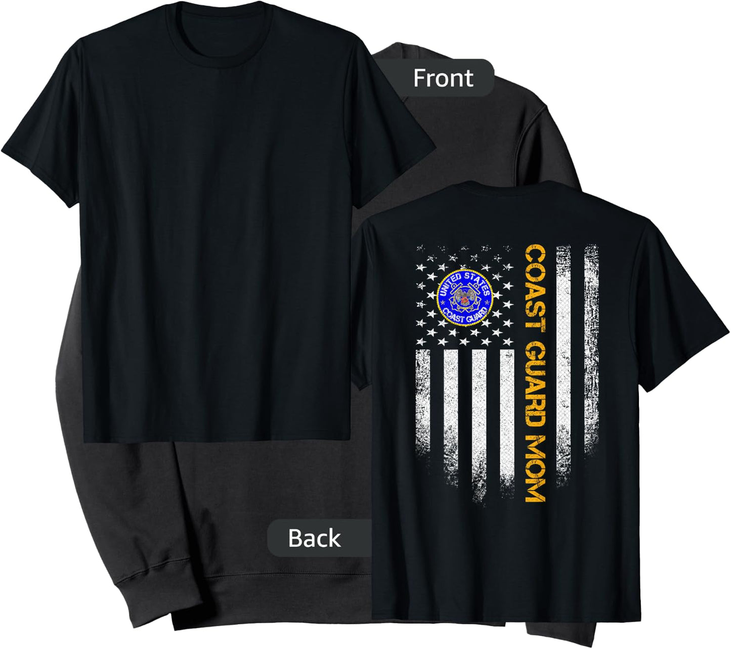 Vintage USA American Flag Proud US Coast Guard Veteran Mom Sweatshirt - Sweatshirt | Black