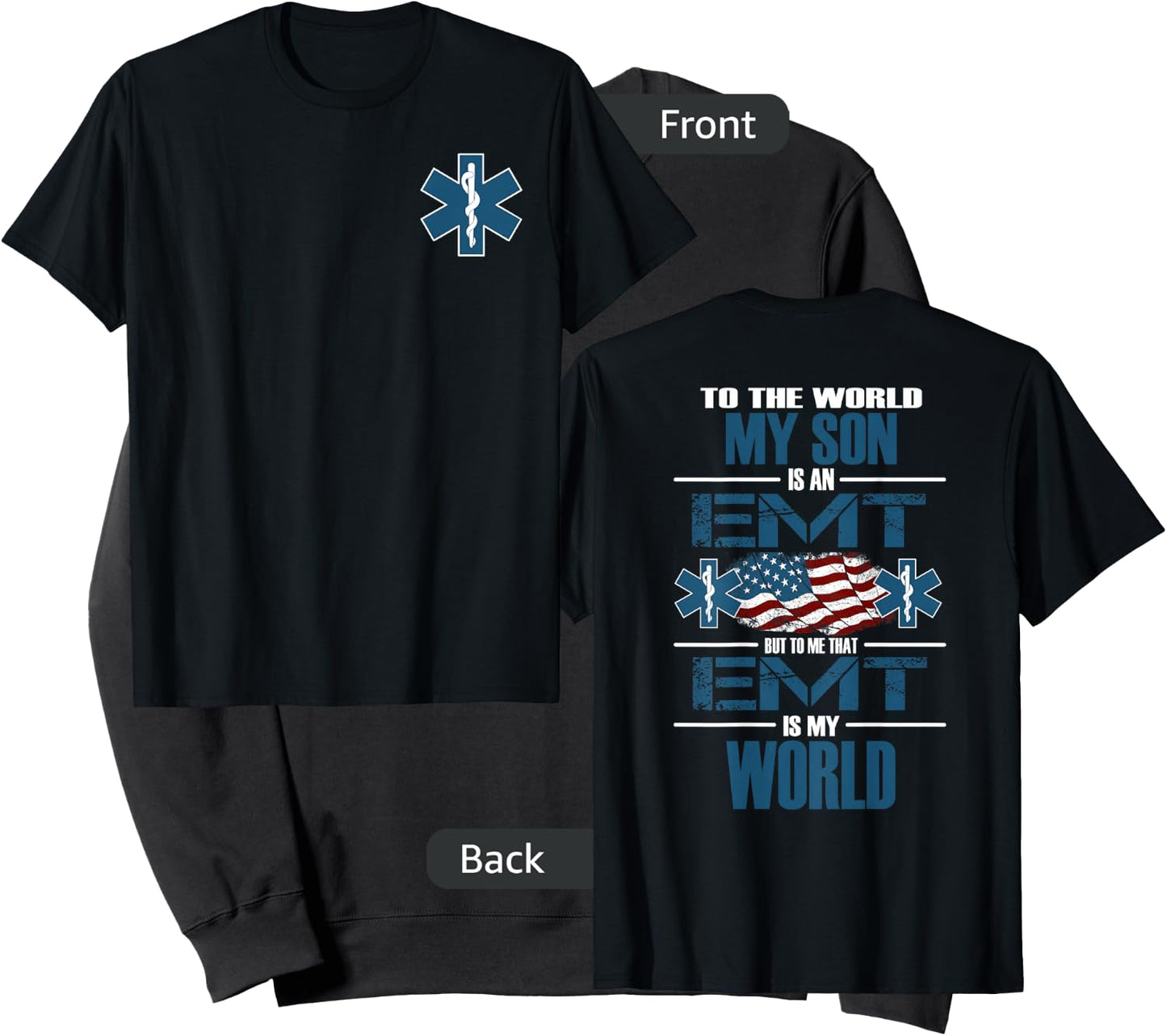 EMT EMS Family Support My Son The EMT Is My World Sweatshirt - Sweatshirt | Black