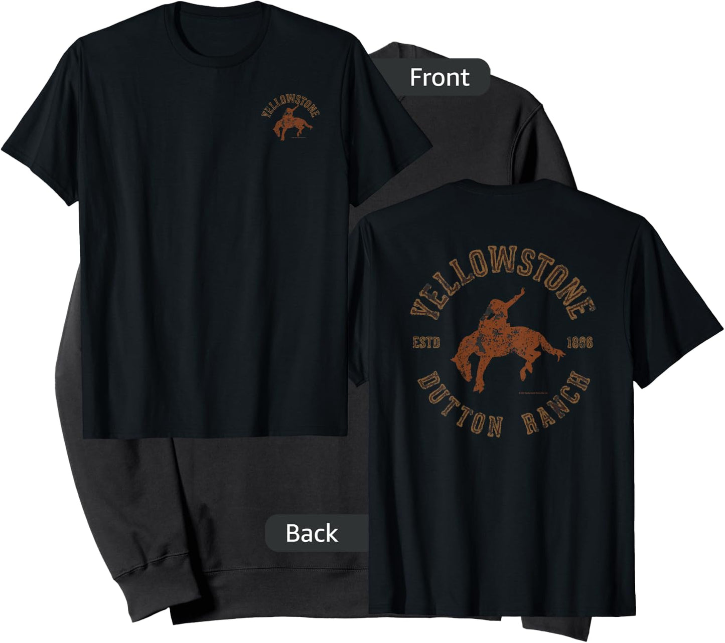Yellowstone Dutton Ranch Cowboy Pocket Logo Front & Back Small Sweatshirt - Sweatshirt | Black