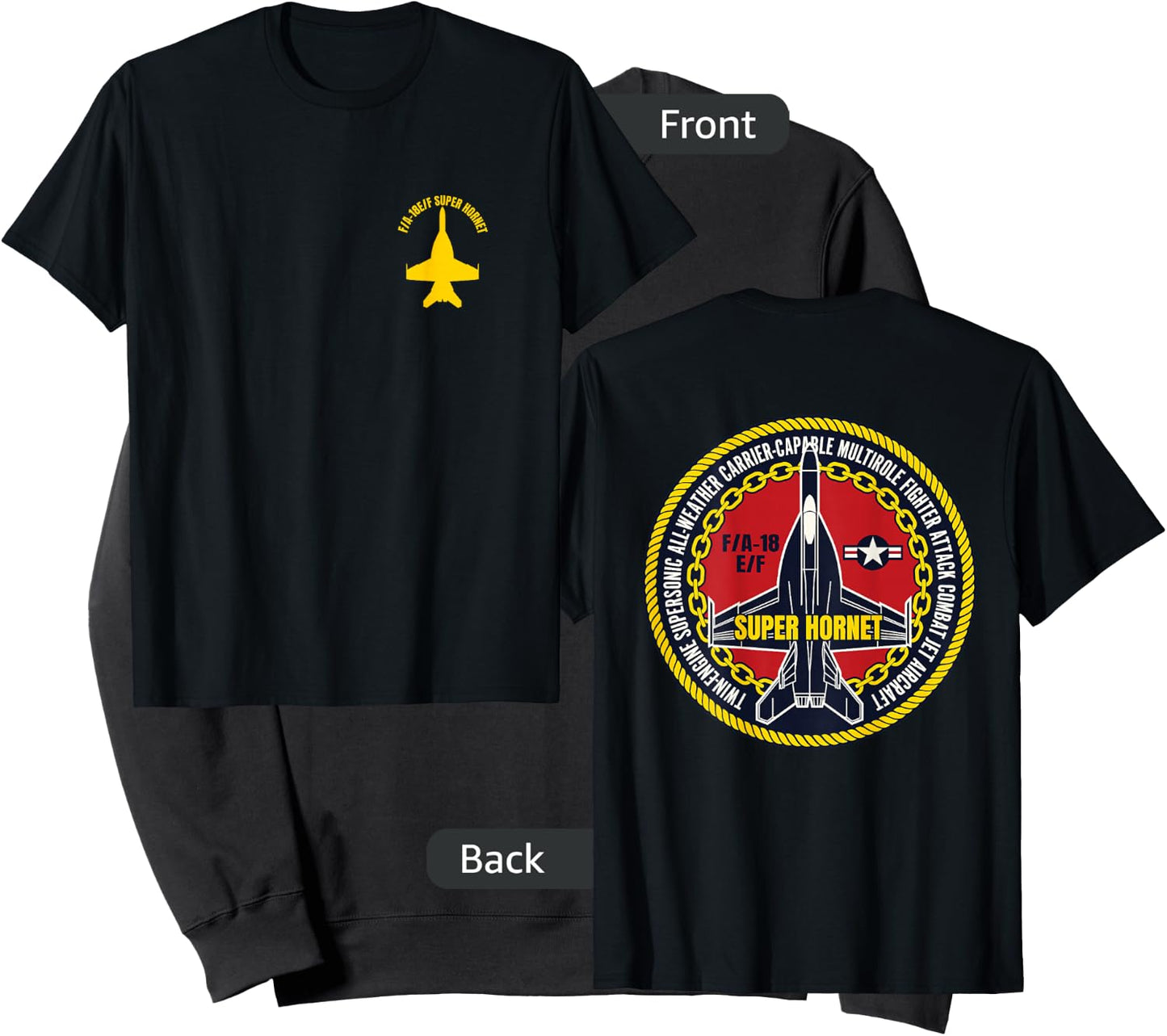 F/A-18 E/F Fighter Attack Military Jet Aircraft Design Sweatshirt - Sweatshirt | Black