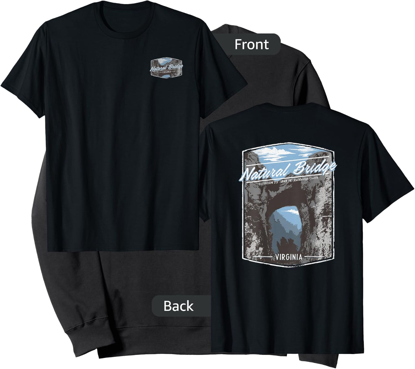 Trendy Natural Bridge Virginia Front & Back Graphic Logo Sweatshirt - Sweatshirt | Black