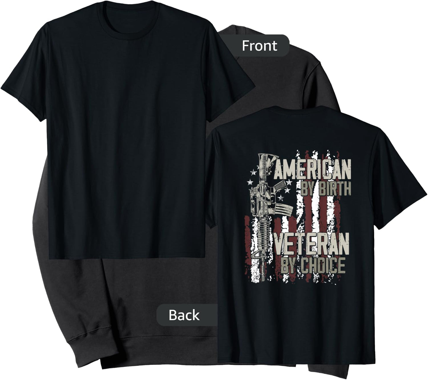 American By birth Veteran By Choice American Flag on back Sweatshirt - Sweatshirt | Black