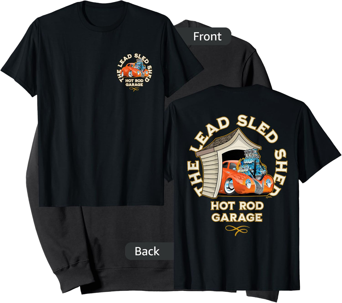 The Lead Sled Shed Vintage Car Hotrod Garage Cartoon Design Sweatshirt - Sweatshirt | Black