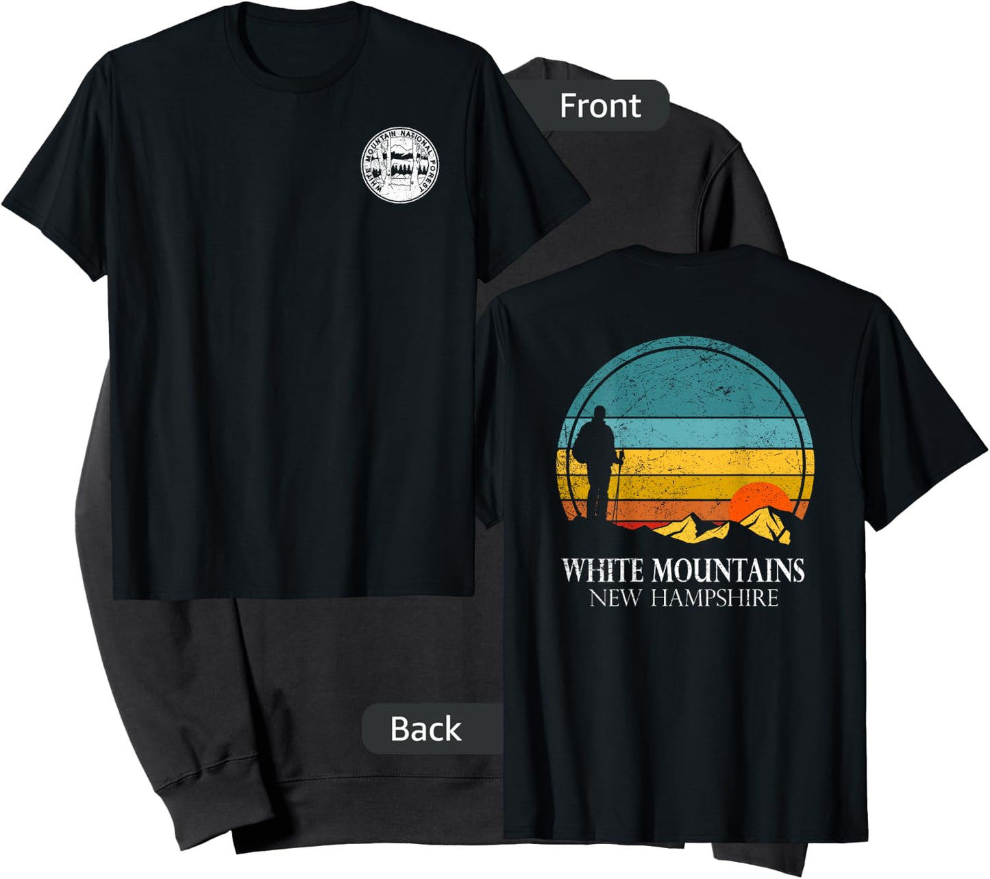 White Mountain National Forest Hiker Sunset Fade Double Side Sweatshirt - Sweatshirt | Black