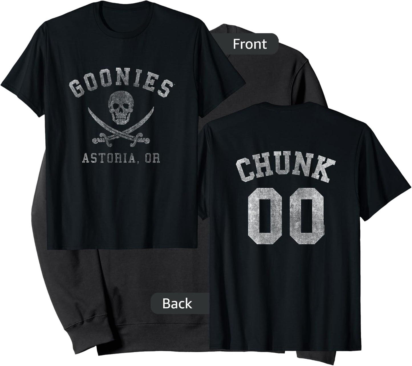 The Goonies Logo and Chunk Jersey Front and Back Movie Sweatshirt - Sweatshirt | Black