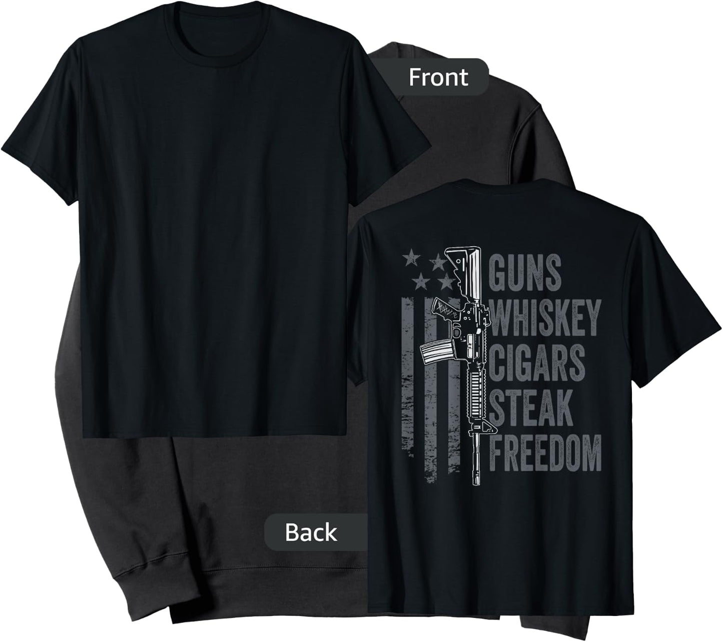 Guns Whiskey Cigars Steak Freedom - Drinking BBQ - ON BACK Sweatshirt - Sweatshirt | Black