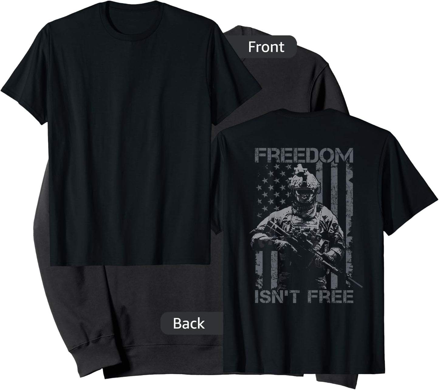 Freedom Isn't Free - Veteran Military Soldier USA - ON BACK Sweatshirt - Sweatshirt | Black