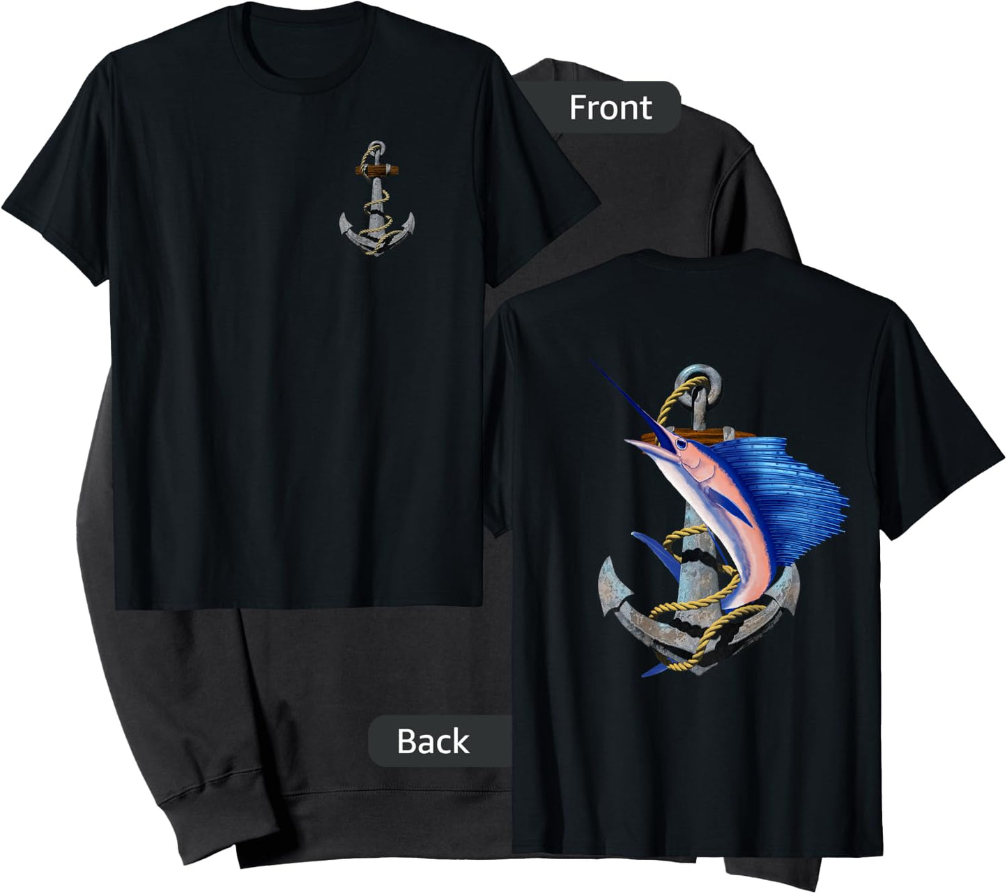 Swordfish Marlin Sailfish Deep Sea Fishing Anchor (2-Sided) Sweatshirt - Sweatshirt | Black