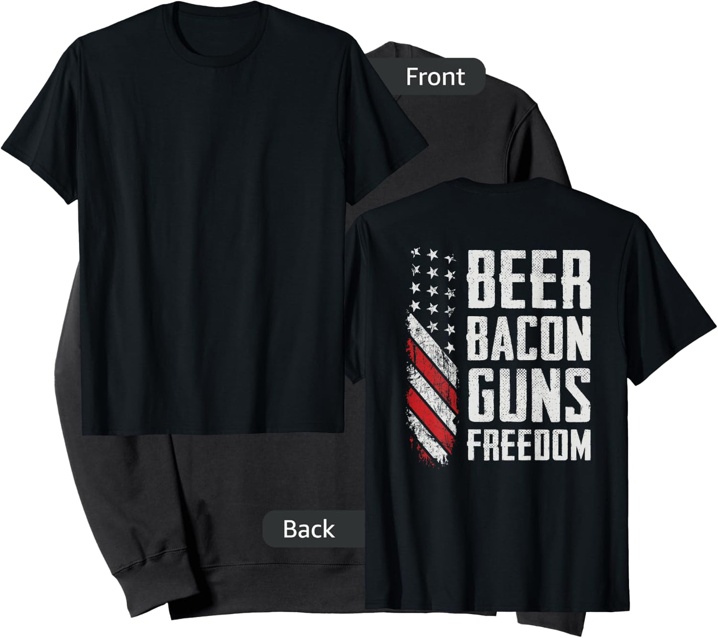 Beer Bacon Guns Freedom - BBQ USA Flag Drinking (ON BACK) Sweatshirt - Sweatshirt | Black