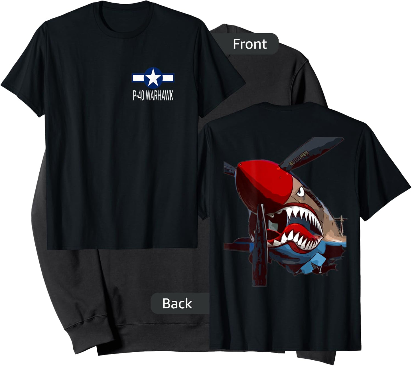 P-40 Warhawk Fighter Aircraft WW2 Airplane Military (DS) Sweatshirt - Sweatshirt | Black