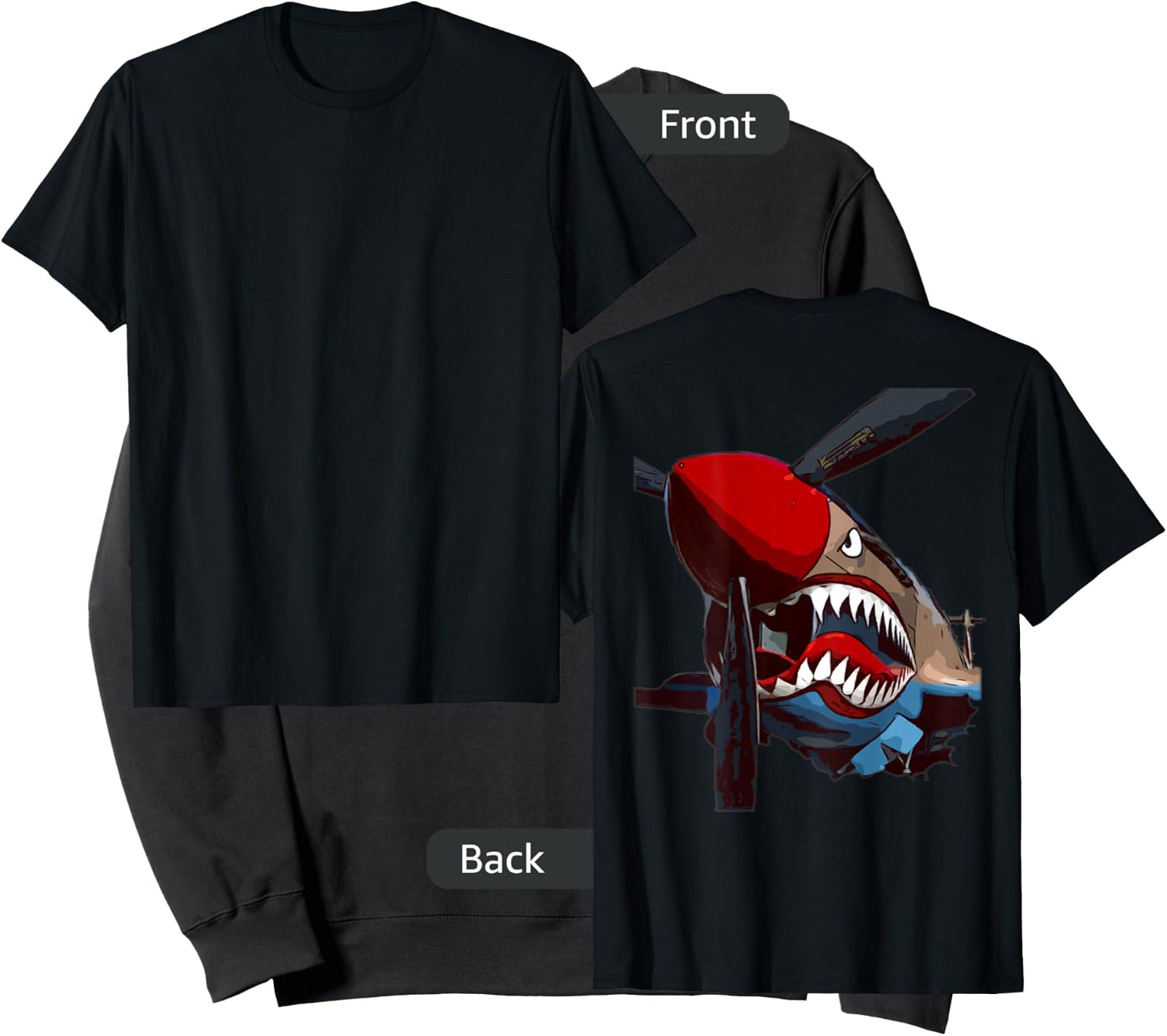 P-40 Warhawk Fighter Aircraft WW2 Airplane (Back) Sweatshirt - Sweatshirt | Black