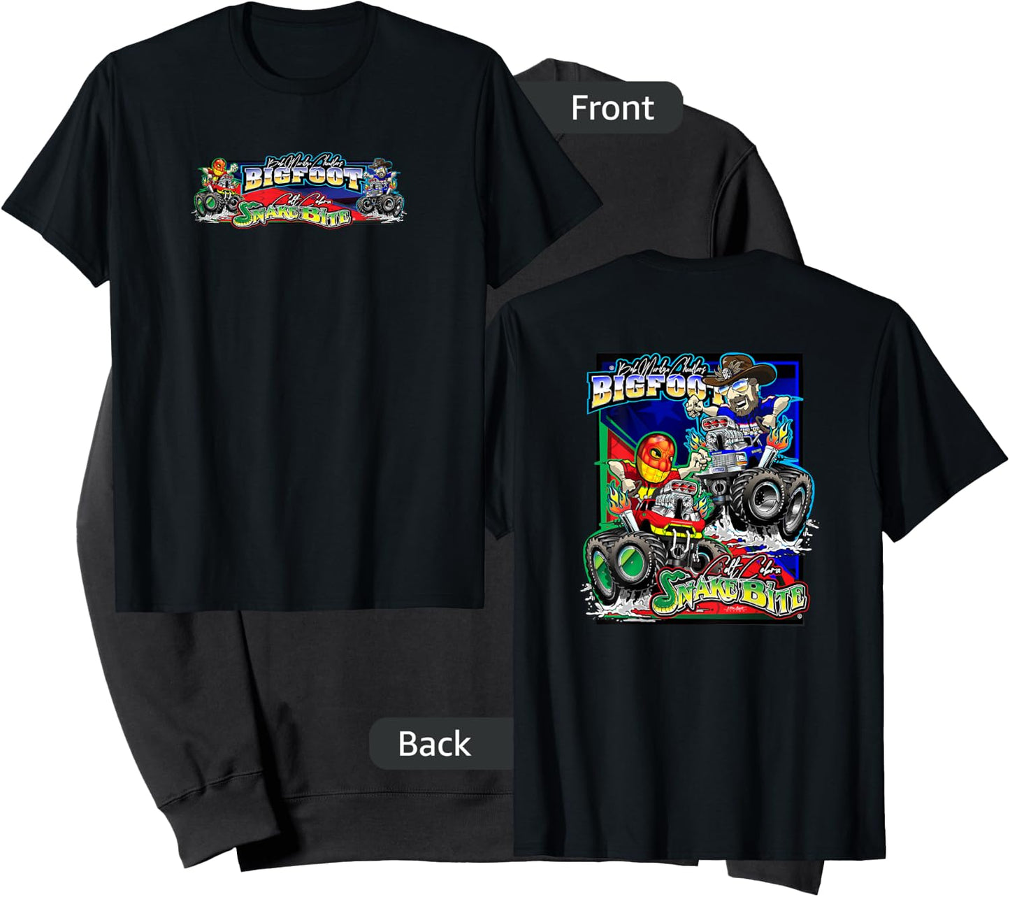 BIGFOOT vs. SNAKE BITE Caricatures (2-Sided) Sweatshirt - Sweatshirt | Black